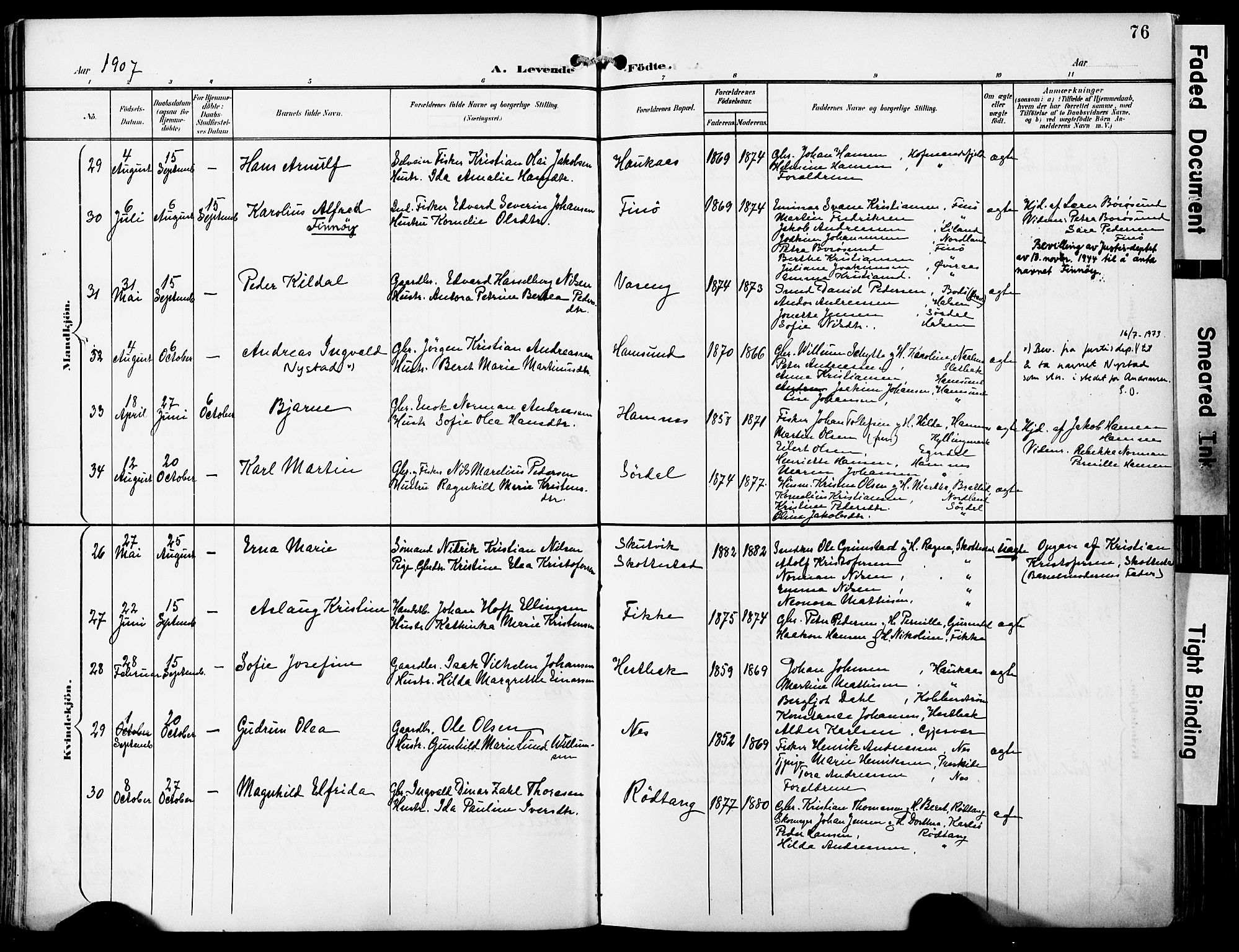 Ministerialprotokoller, klokkerbøker og fødselsregistre - Nordland, SAT/A-1459/859/L0848: Parish register (official) no. 859A08, 1900-1912, p. 76