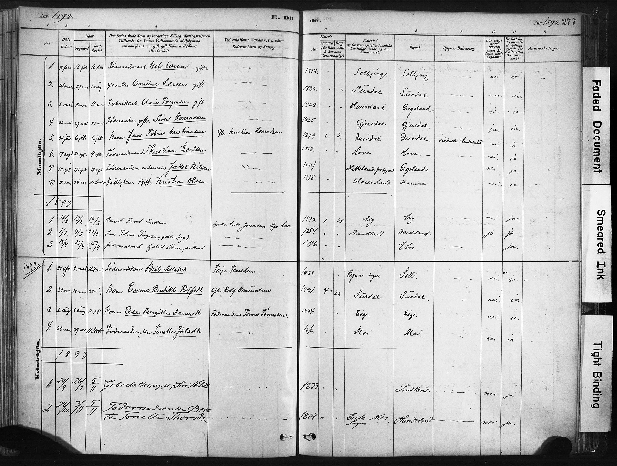 Lund sokneprestkontor, SAST/A-101809/S06/L0011: Parish register (official) no. A 10, 1877-1904, p. 277