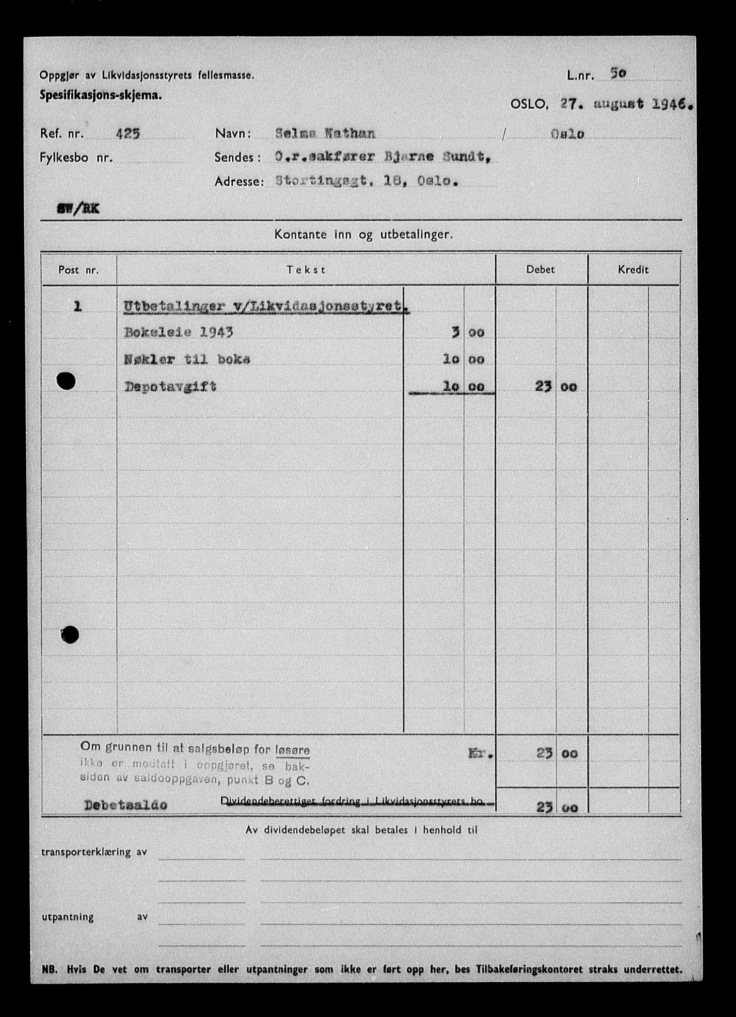 Justisdepartementet, Tilbakeføringskontoret for inndratte formuer, RA/S-1564/H/Hc/Hcc/L0967: --, 1945-1947, p. 240