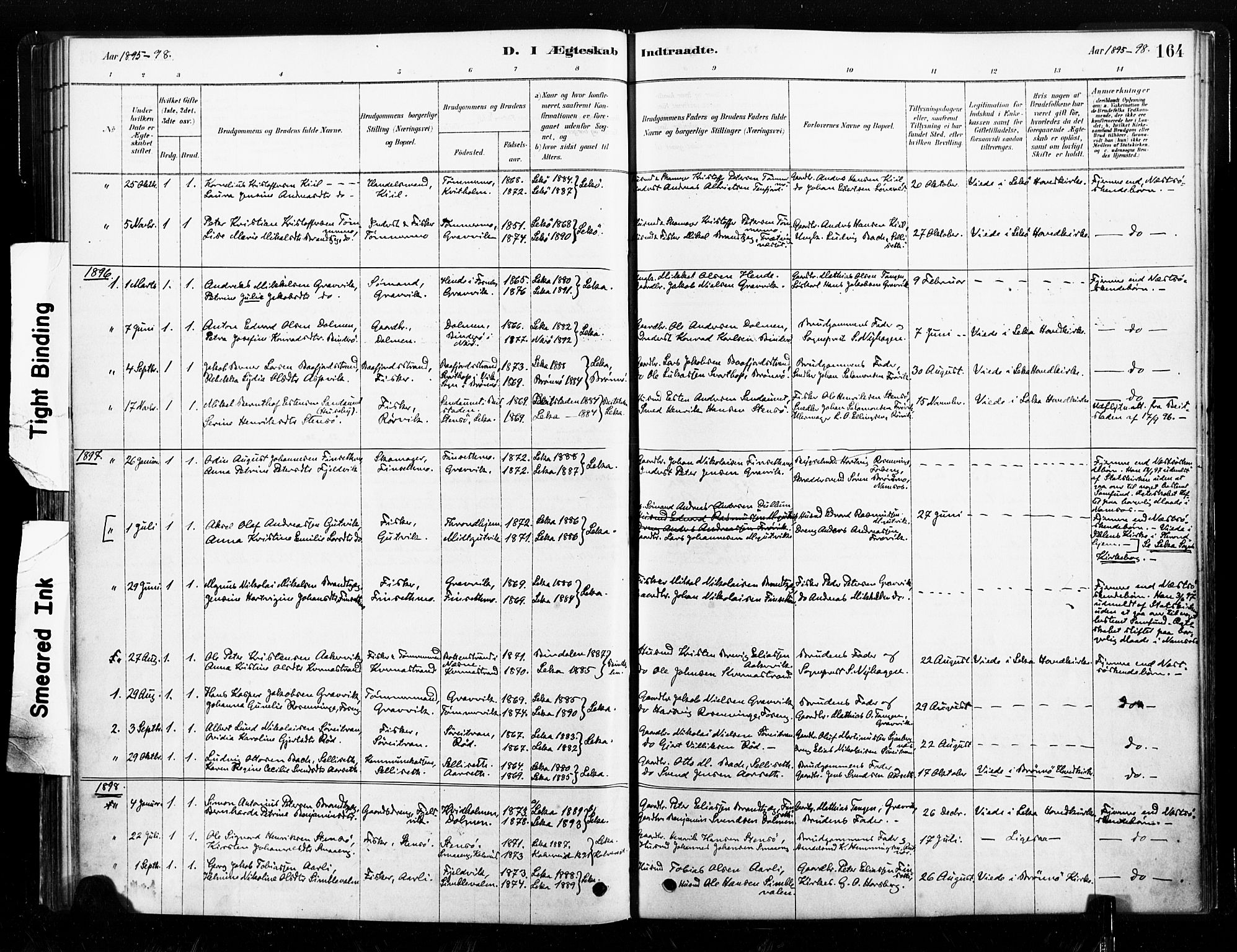 Ministerialprotokoller, klokkerbøker og fødselsregistre - Nord-Trøndelag, SAT/A-1458/789/L0705: Parish register (official) no. 789A01, 1878-1910, p. 164
