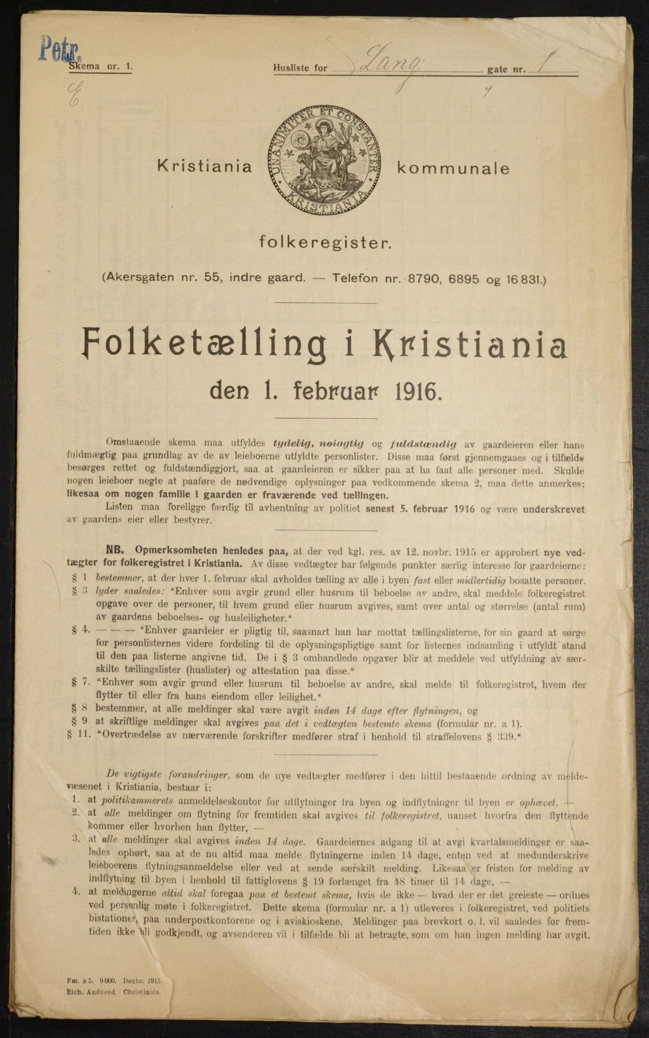 OBA, Municipal Census 1916 for Kristiania, 1916, p. 57597