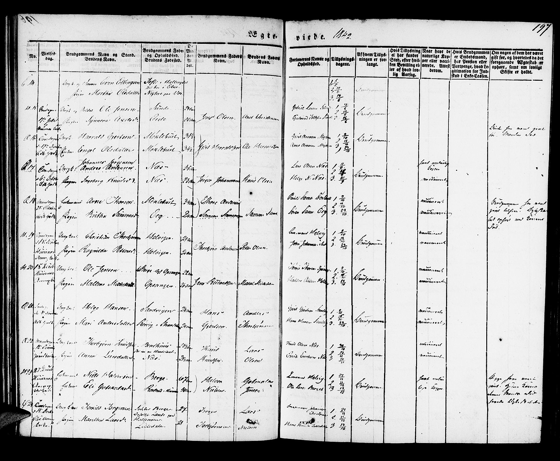 Kvinnherad sokneprestembete, SAB/A-76401/H/Haa: Parish register (official) no. A 6, 1835-1843, p. 197