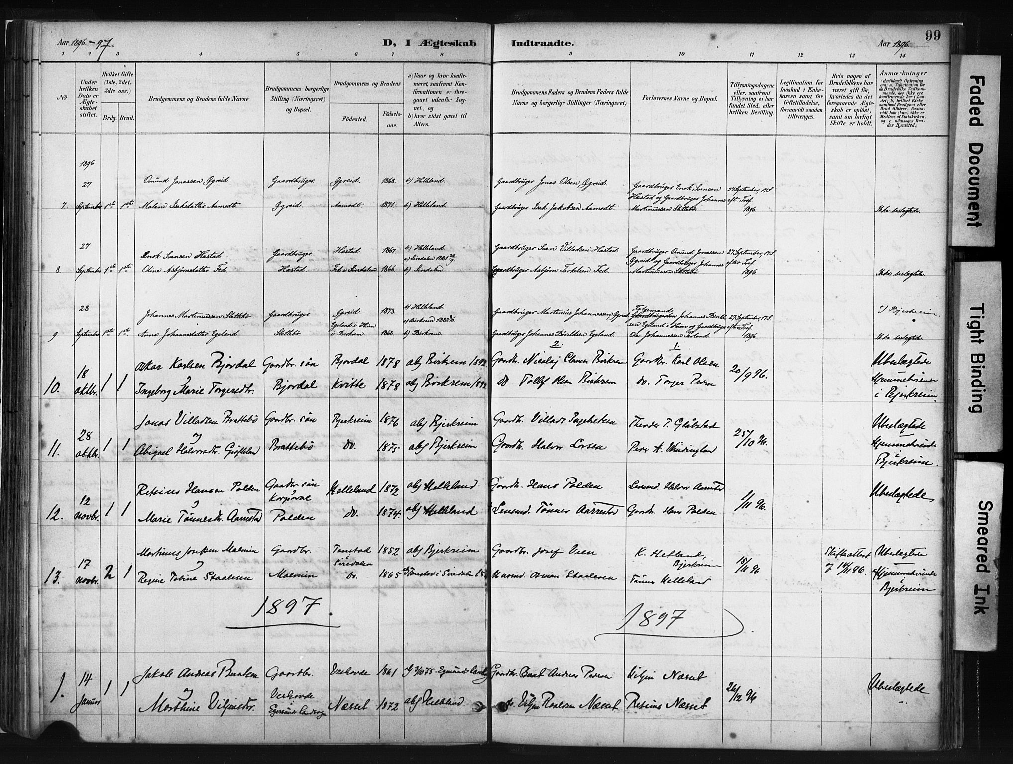 Helleland sokneprestkontor, SAST/A-101810: Parish register (official) no. A 8, 1887-1907, p. 99