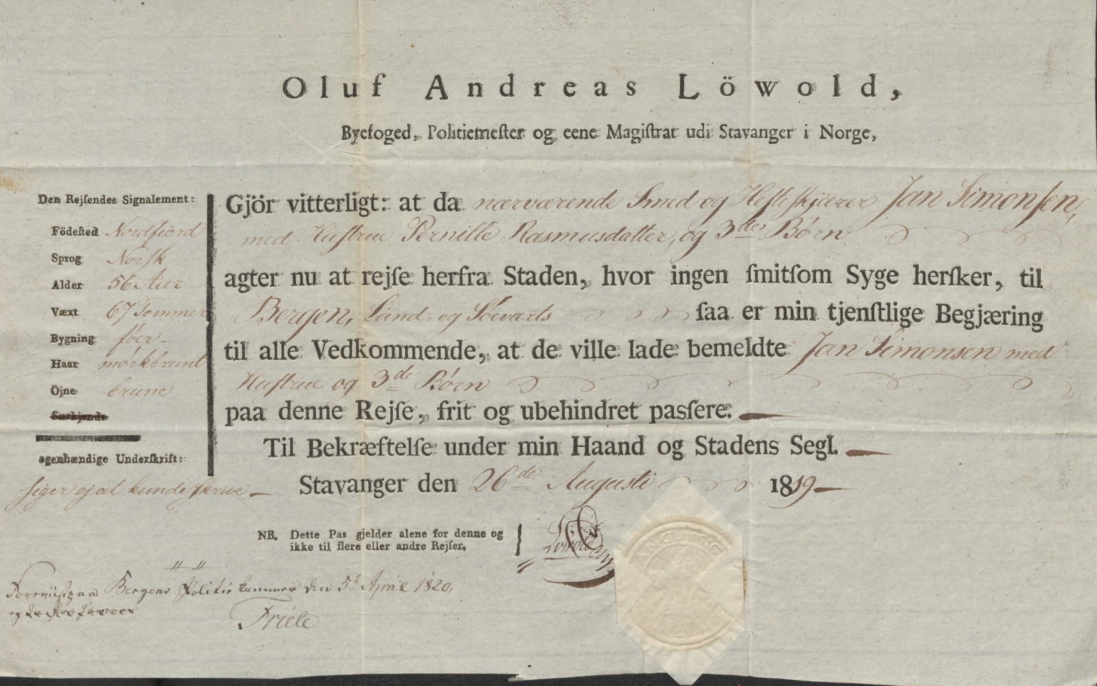 Bergen politikammer / politidistrikt, AV/SAB-A-60401/L.b, 1816-1822, p. 22