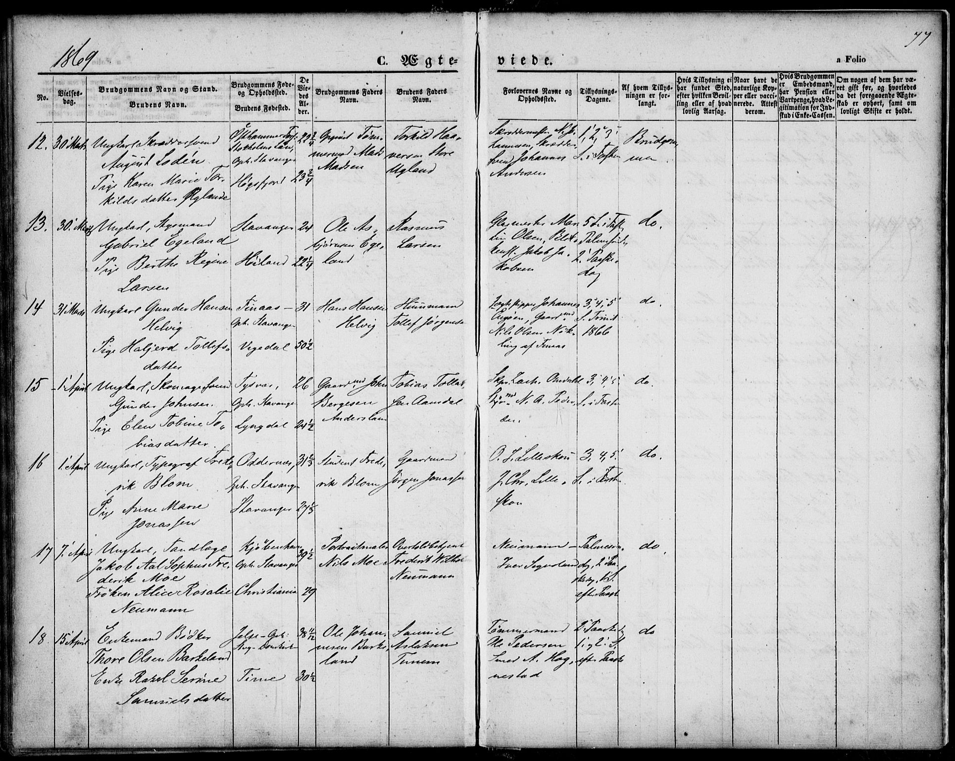 St. Petri sokneprestkontor, AV/SAST-A-101813/001/30/30BA/L0002: Parish register (official) no. A 2, 1861-1869, p. 77