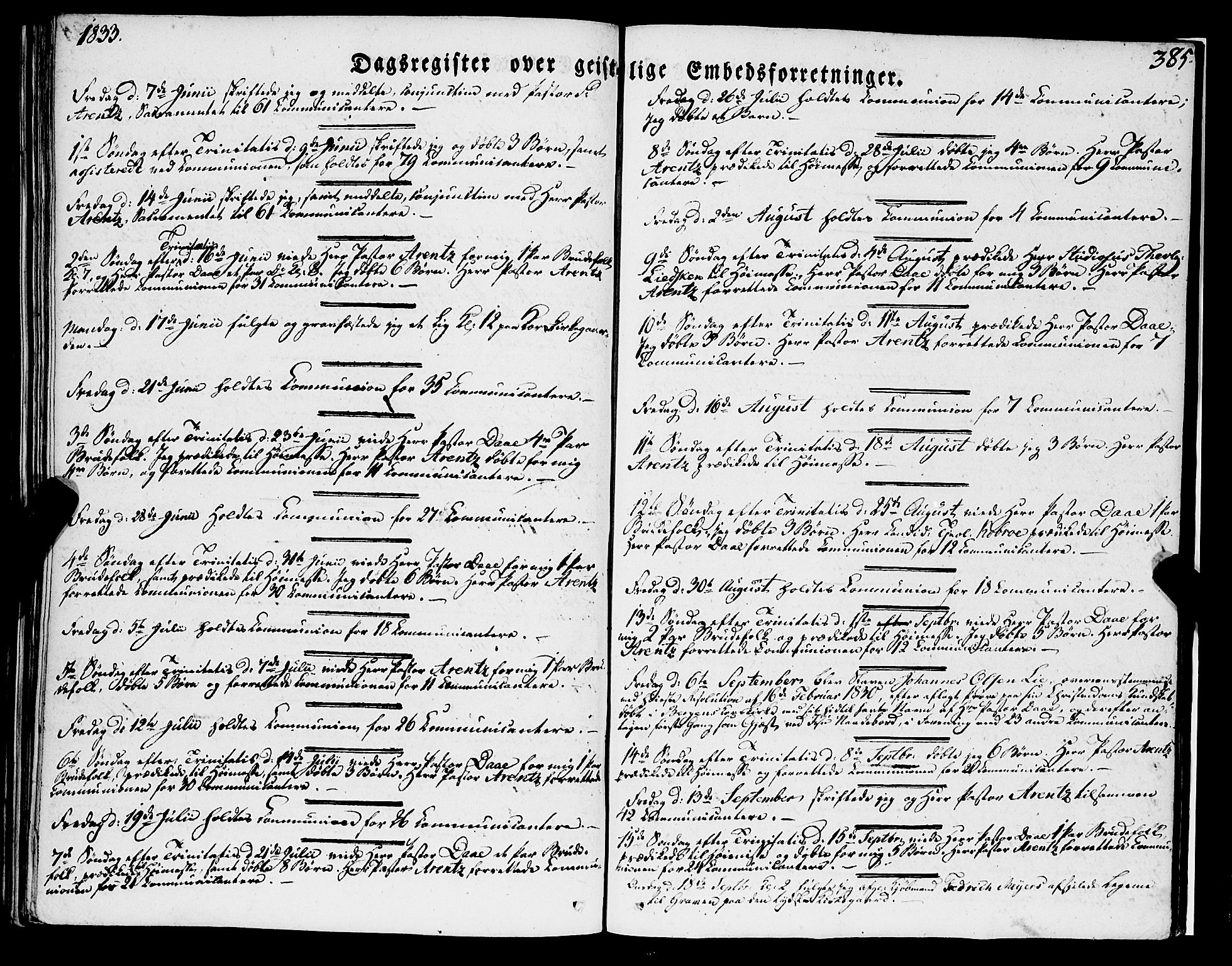 Korskirken sokneprestembete, AV/SAB-A-76101/H/Haa/L0050: Parish register (official) no. F 1, 1821-1869, p. 385