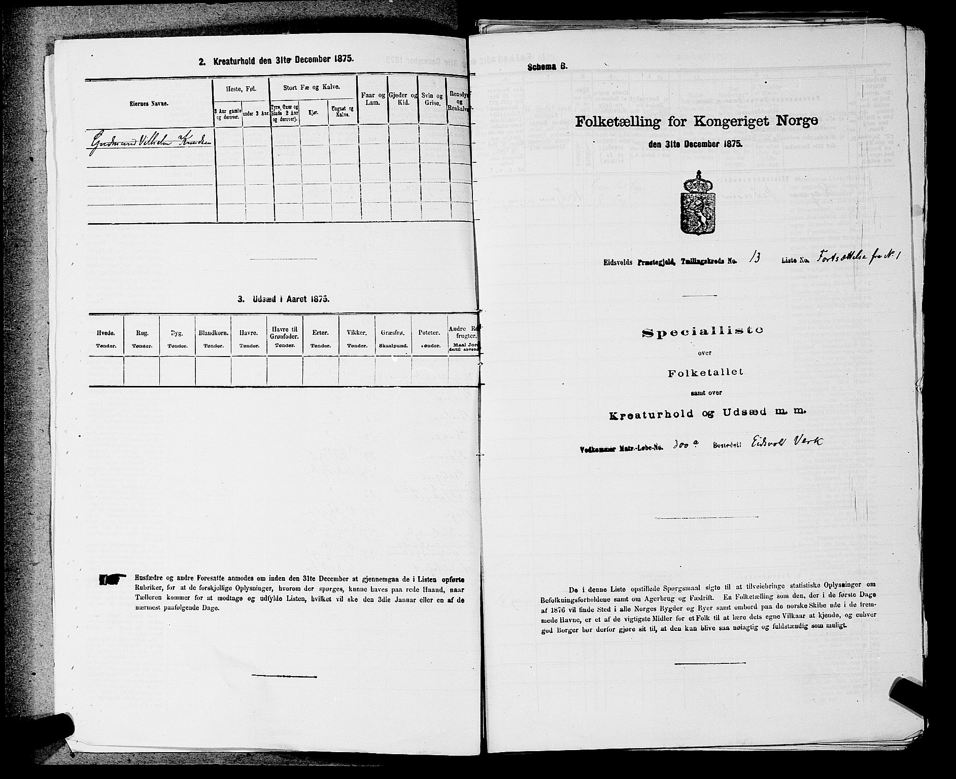 RA, 1875 census for 0237P Eidsvoll, 1875, p. 2055