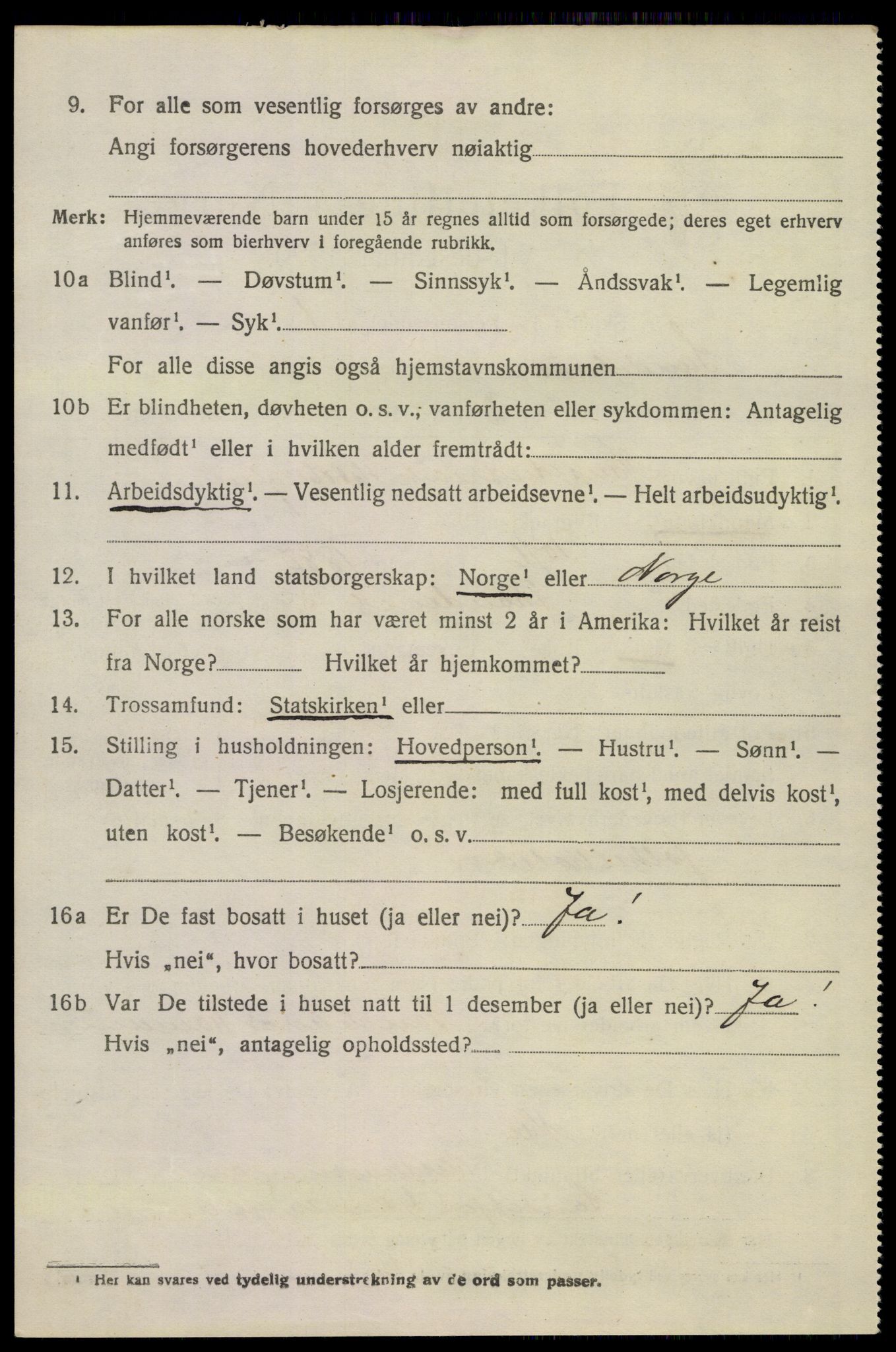 SAKO, 1920 census for Sandeherred, 1920, p. 9595