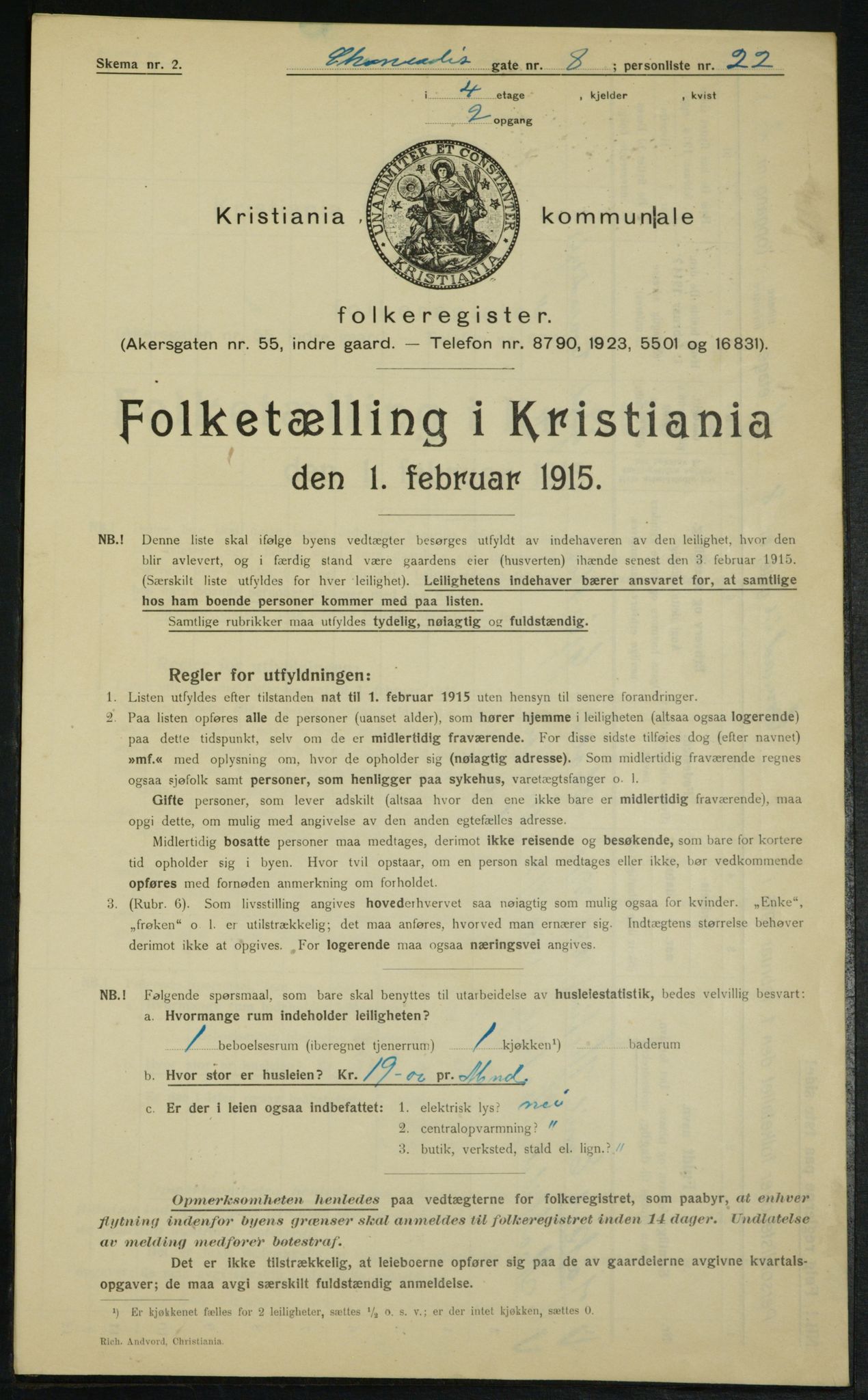 OBA, Municipal Census 1915 for Kristiania, 1915, p. 13604