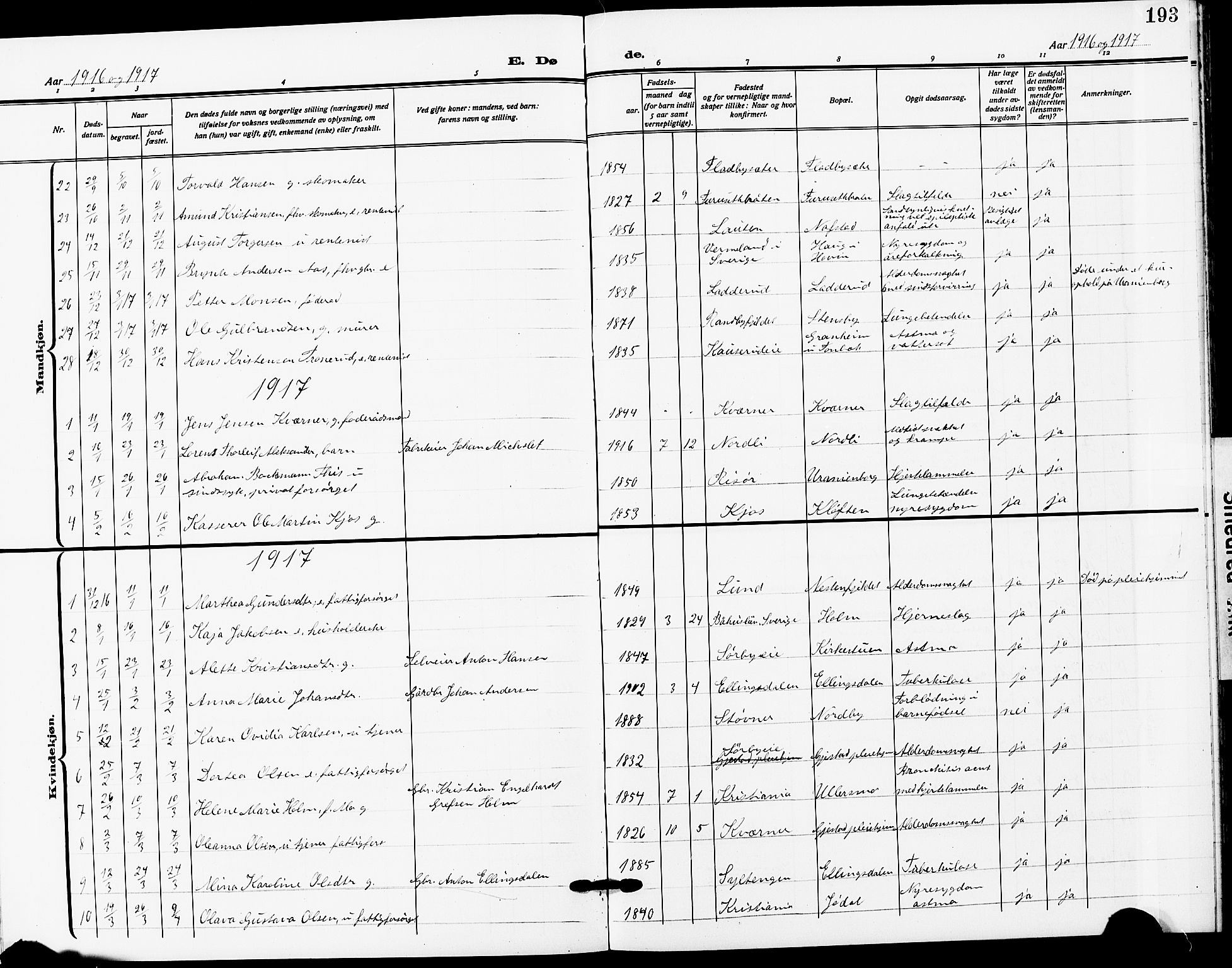 Ullensaker prestekontor Kirkebøker, AV/SAO-A-10236a/G/Ga/L0003: Parish register (copy) no. I 3, 1914-1929, p. 193