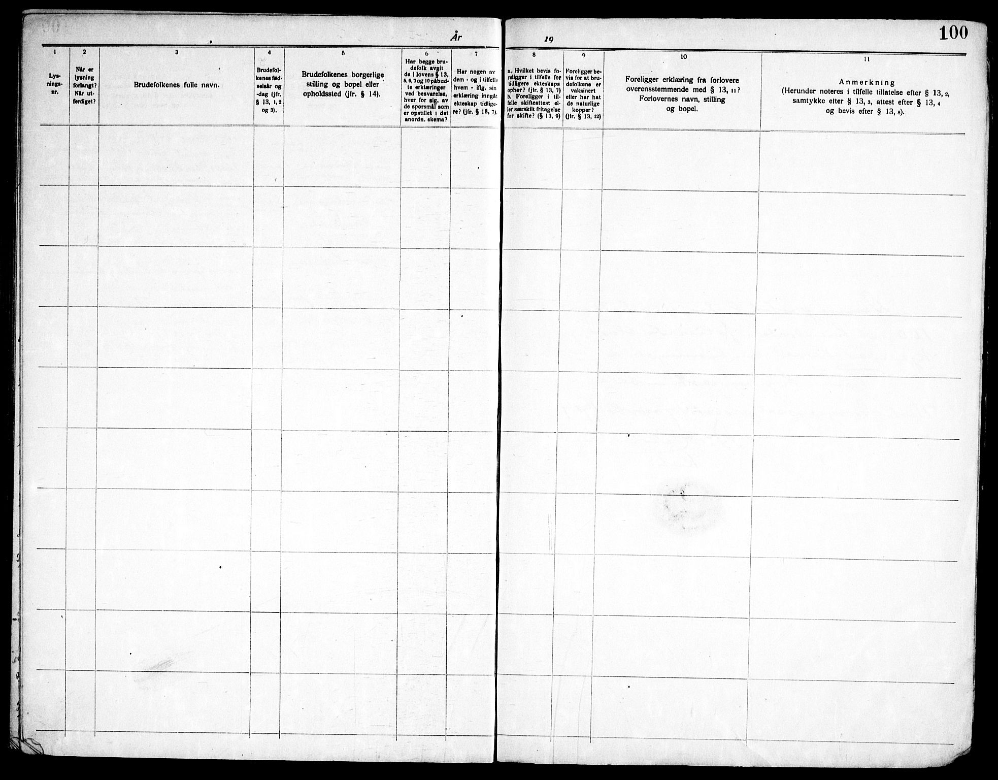 Tune prestekontor Kirkebøker, SAO/A-2007/H/Ha/L0001: Banns register no. I 1, 1919-1946, p. 100
