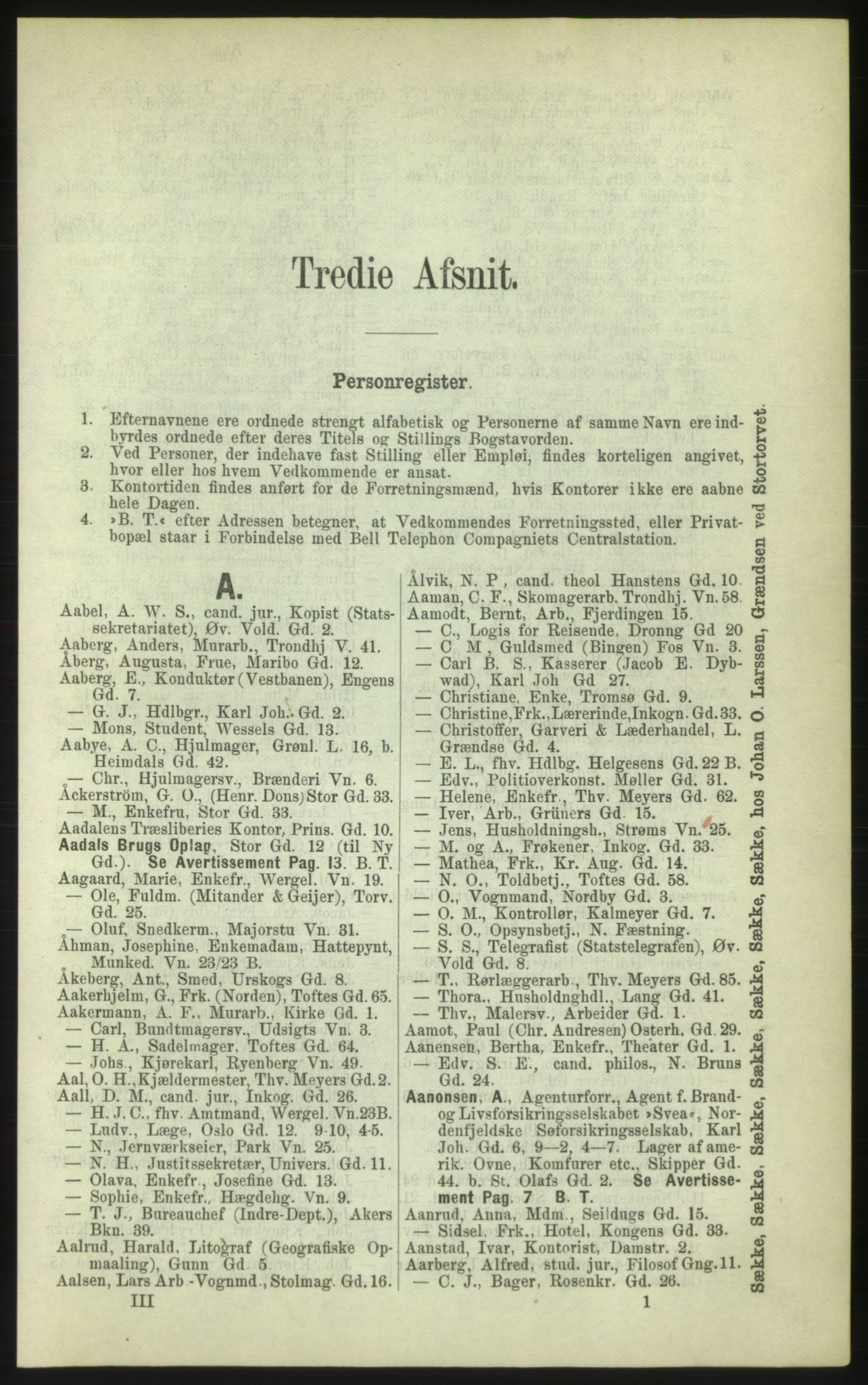 Kristiania/Oslo adressebok, PUBL/-, 1884, p. 1