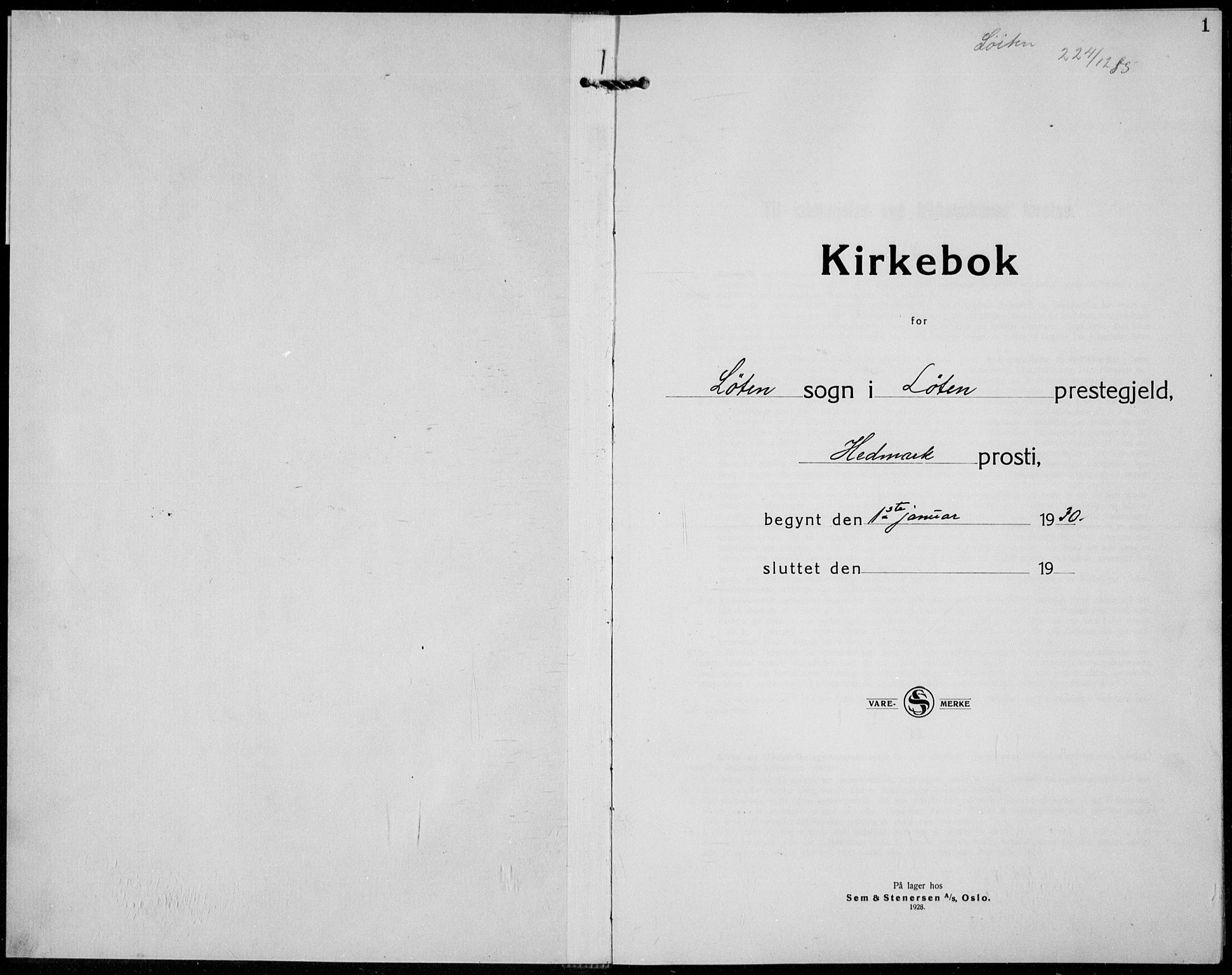 Løten prestekontor, SAH/PREST-022/L/La/L0009: Parish register (copy) no. 9, 1930-1939, p. 1