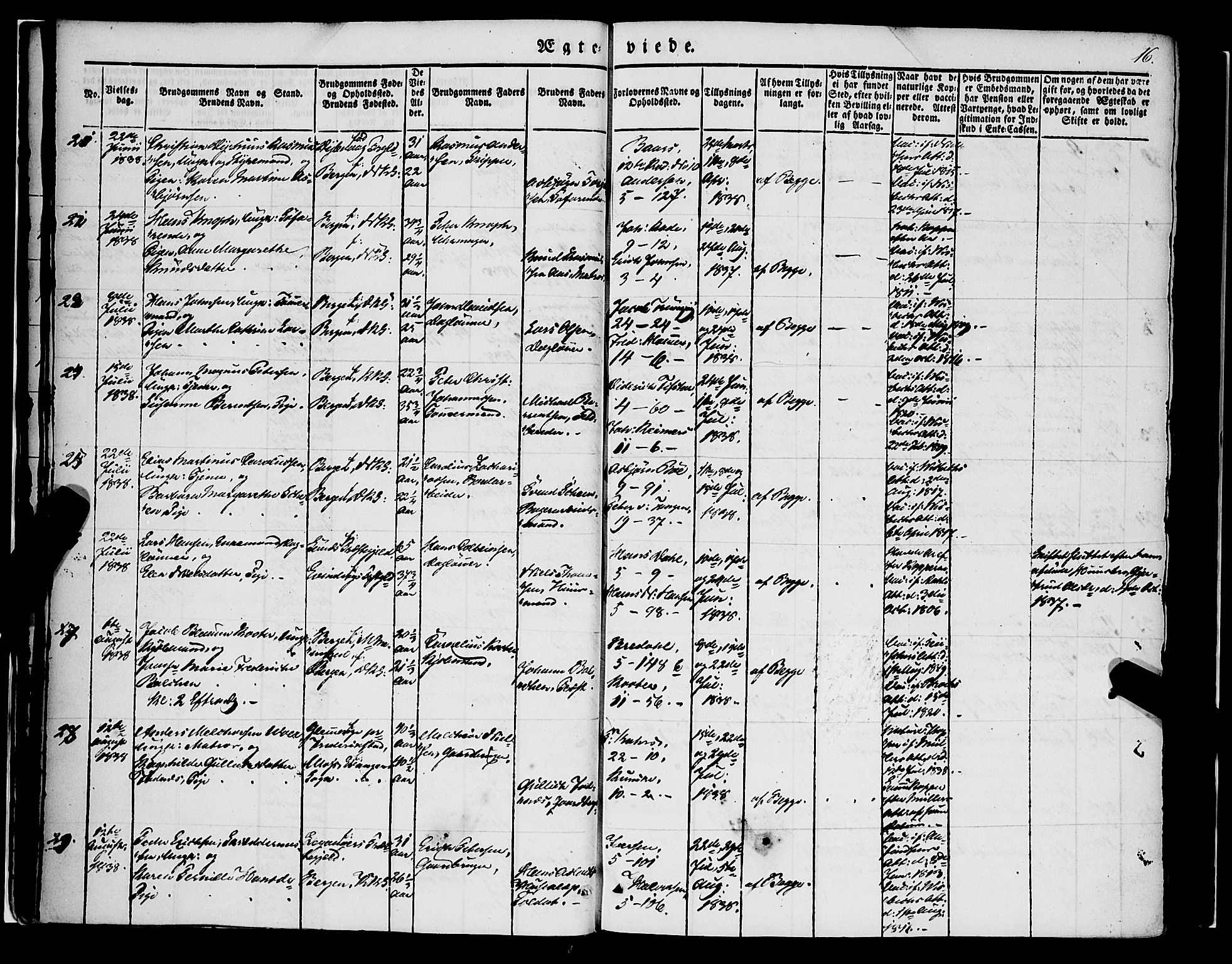 Nykirken Sokneprestembete, AV/SAB-A-77101/H/Haa/L0031: Parish register (official) no. D 1, 1834-1861, p. 16