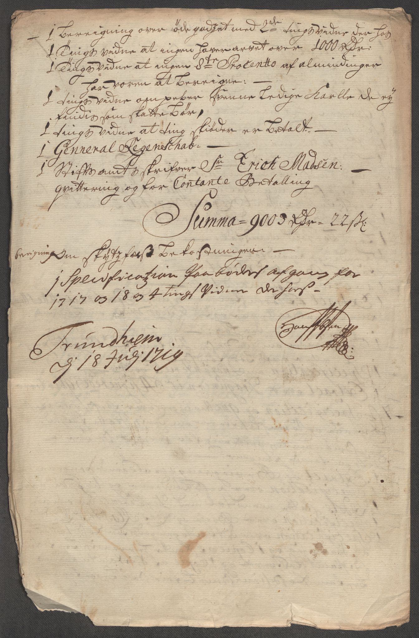 Rentekammeret inntil 1814, Reviderte regnskaper, Fogderegnskap, RA/EA-4092/R60/L3972: Fogderegnskap Orkdal og Gauldal, 1718, p. 625