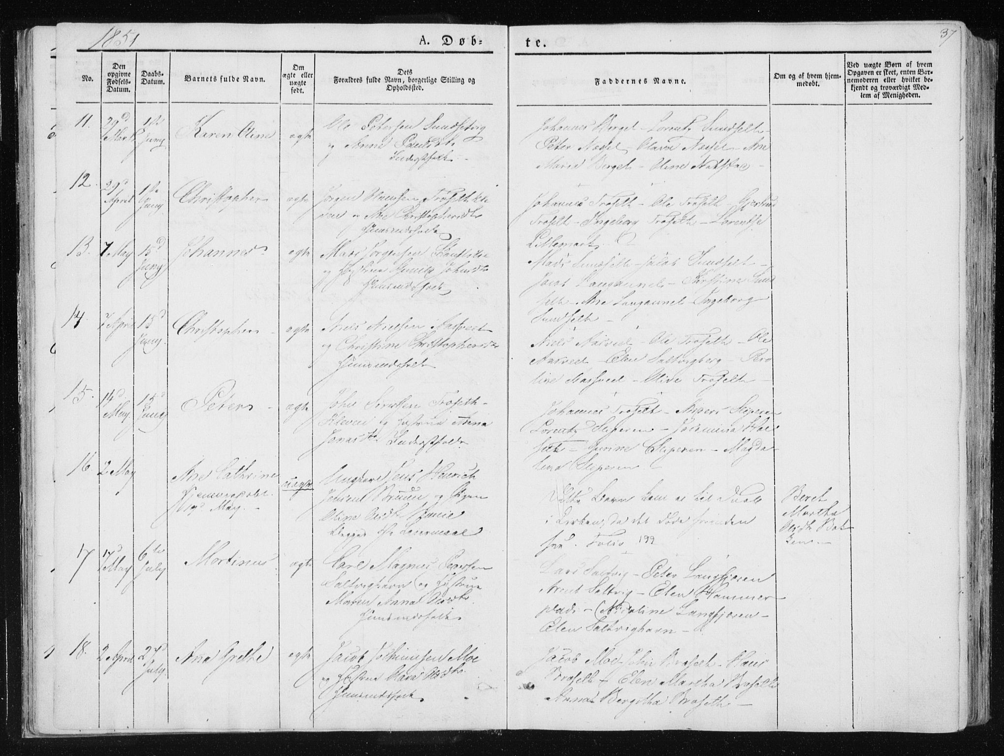 Ministerialprotokoller, klokkerbøker og fødselsregistre - Nord-Trøndelag, SAT/A-1458/733/L0323: Parish register (official) no. 733A02, 1843-1870, p. 37
