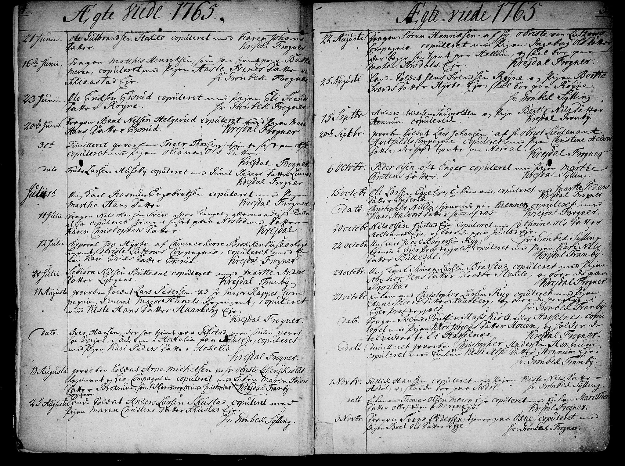 Lier kirkebøker, AV/SAKO-A-230/F/Fa/L0005: Parish register (official) no. I 5, 1764-1777, p. 4-5