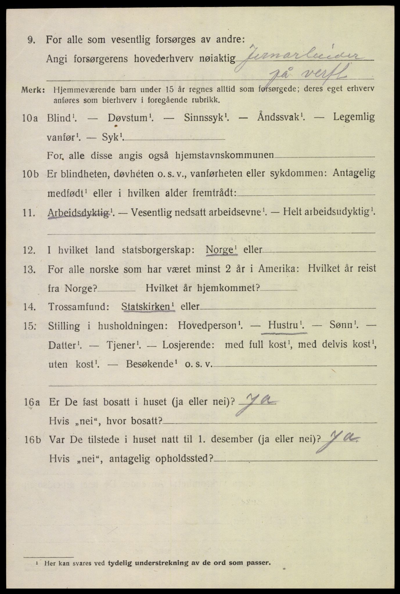 SAK, 1920 census for Fjære, 1920, p. 6506