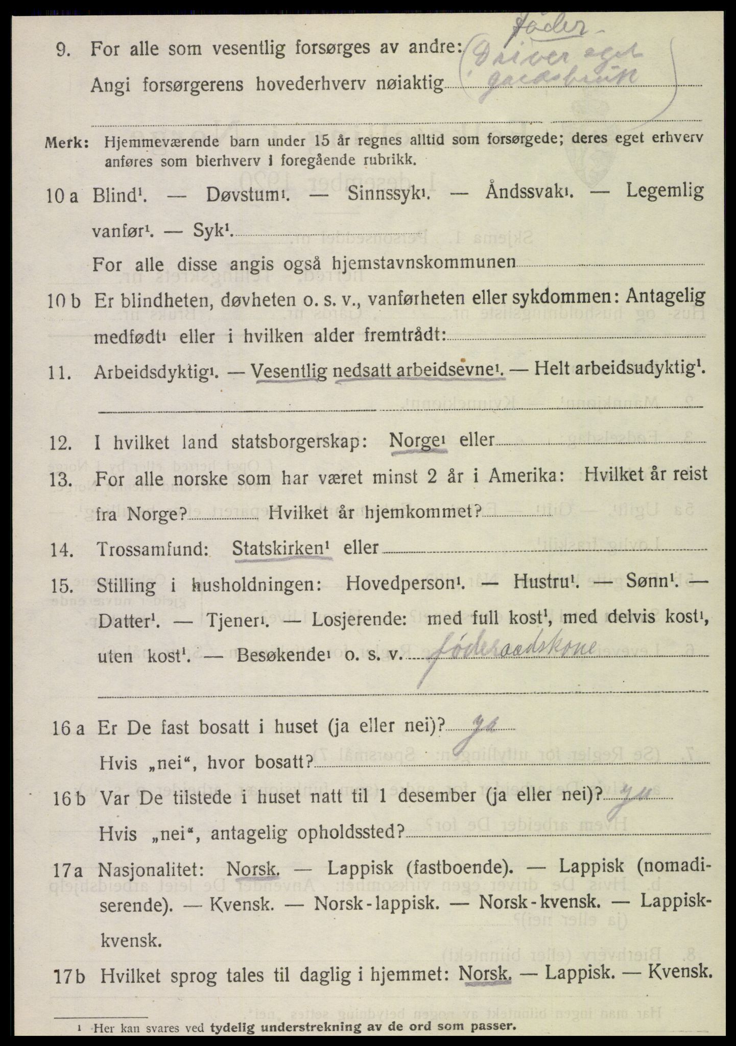 SAT, 1920 census for Vefsn, 1920, p. 10326