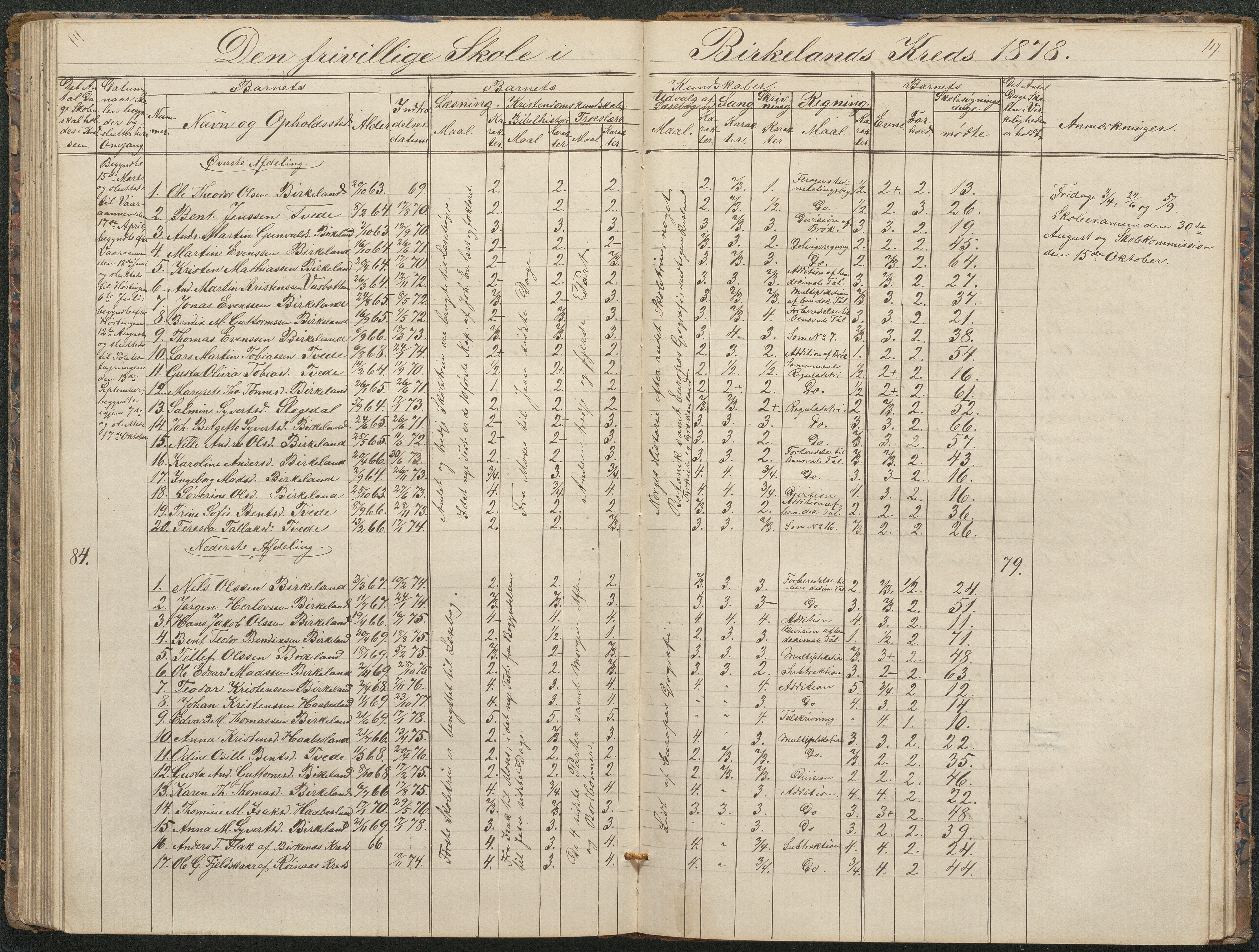 Birkenes kommune, Birkenes krets/Birkeland folkeskole frem til 1991, AAKS/KA0928-550a_91/F02/L0001: Skoleprotokoll, 1862-1896, p. 117