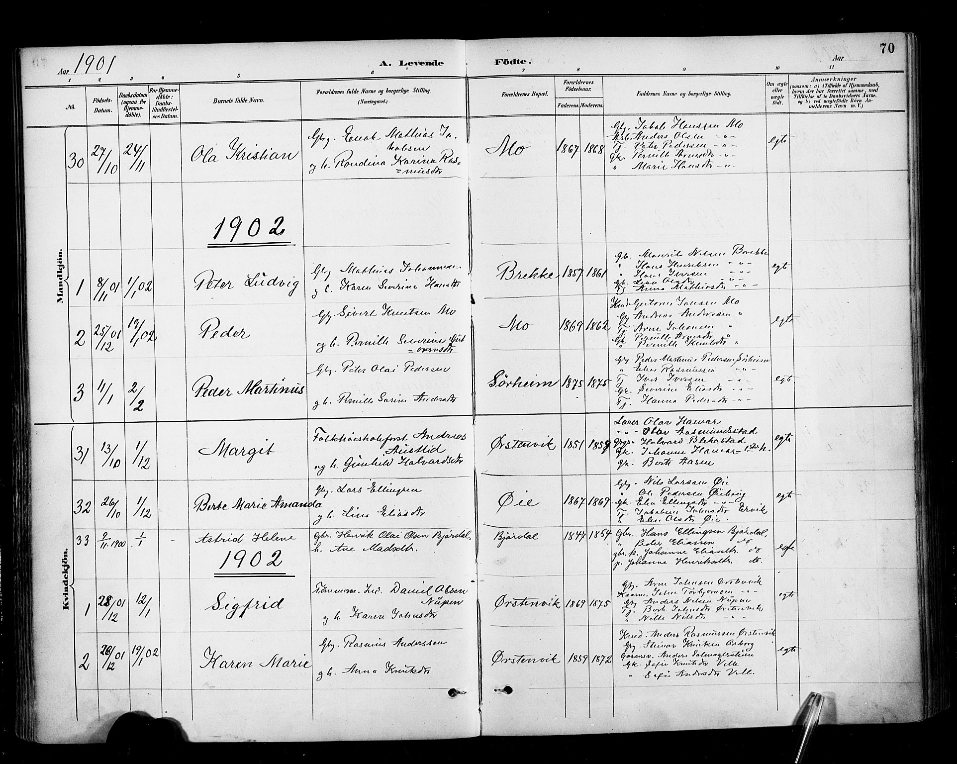 Ministerialprotokoller, klokkerbøker og fødselsregistre - Møre og Romsdal, AV/SAT-A-1454/513/L0177: Parish register (official) no. 513A04, 1890-1906, p. 70