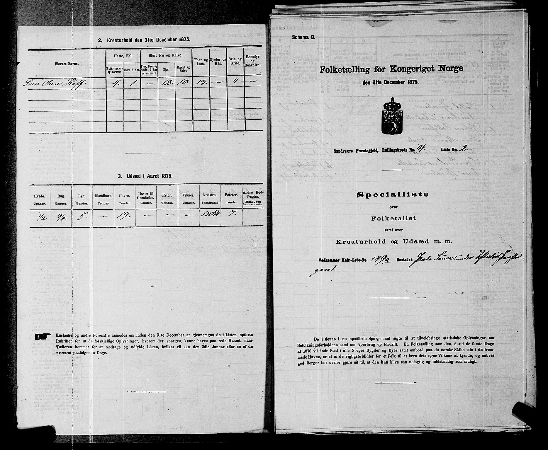 SAKO, 1875 census for 0629P Sandsvær, 1875, p. 711