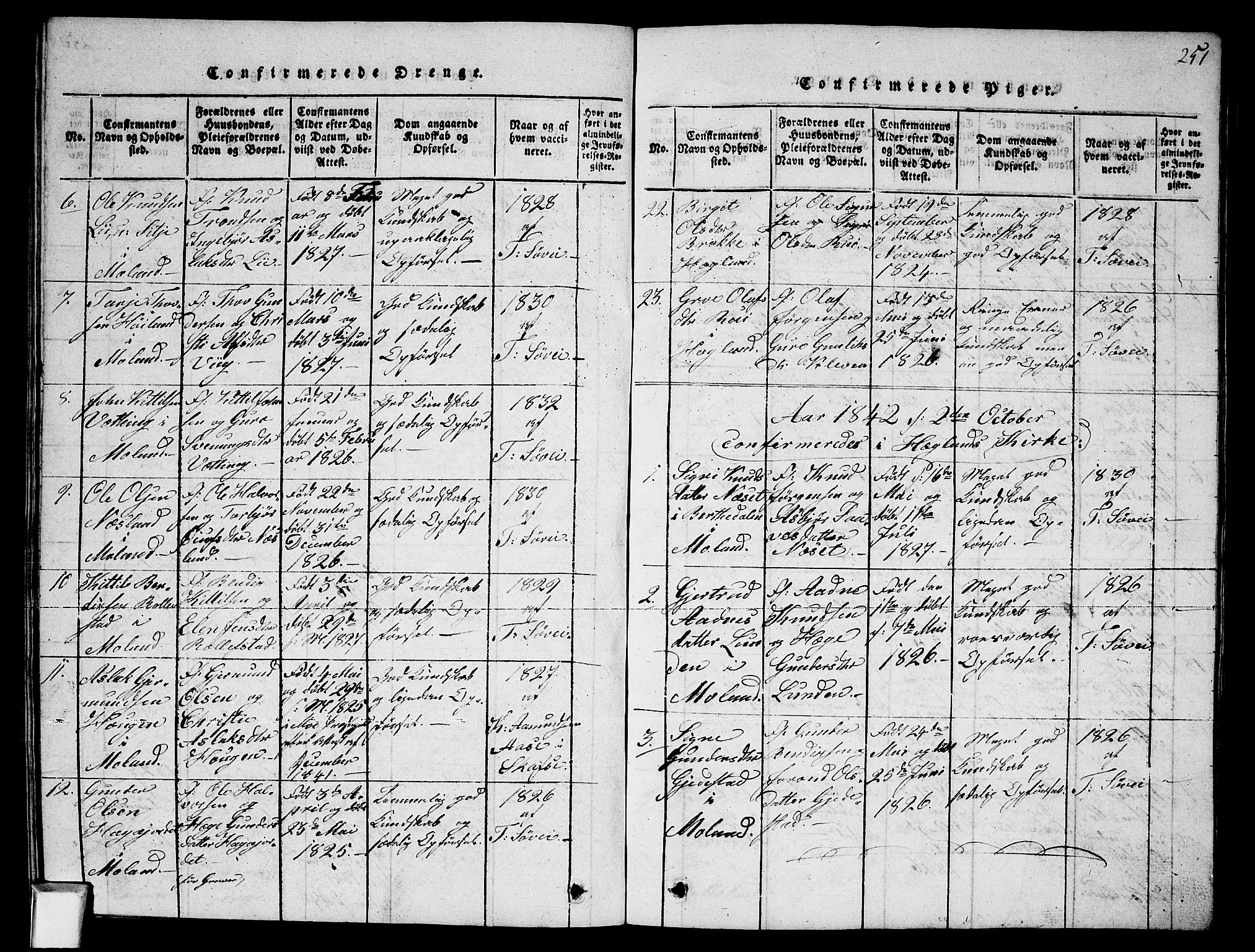 Fyresdal kirkebøker, SAKO/A-263/G/Ga/L0002: Parish register (copy) no. I 2, 1815-1857, p. 251