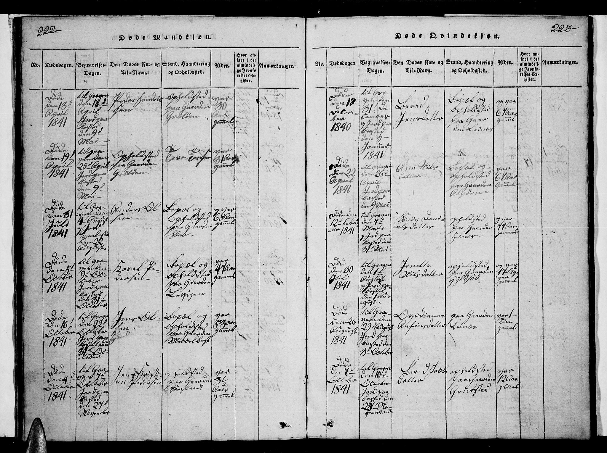 Ministerialprotokoller, klokkerbøker og fødselsregistre - Nordland, AV/SAT-A-1459/857/L0826: Parish register (copy) no. 857C01, 1821-1852, p. 222-223