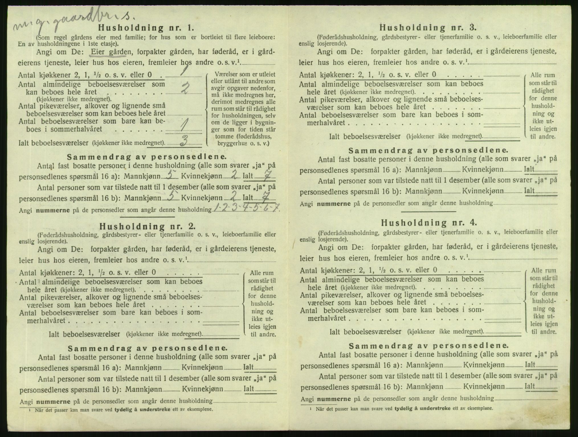 SAT, 1920 census for Vanylven, 1920, p. 302