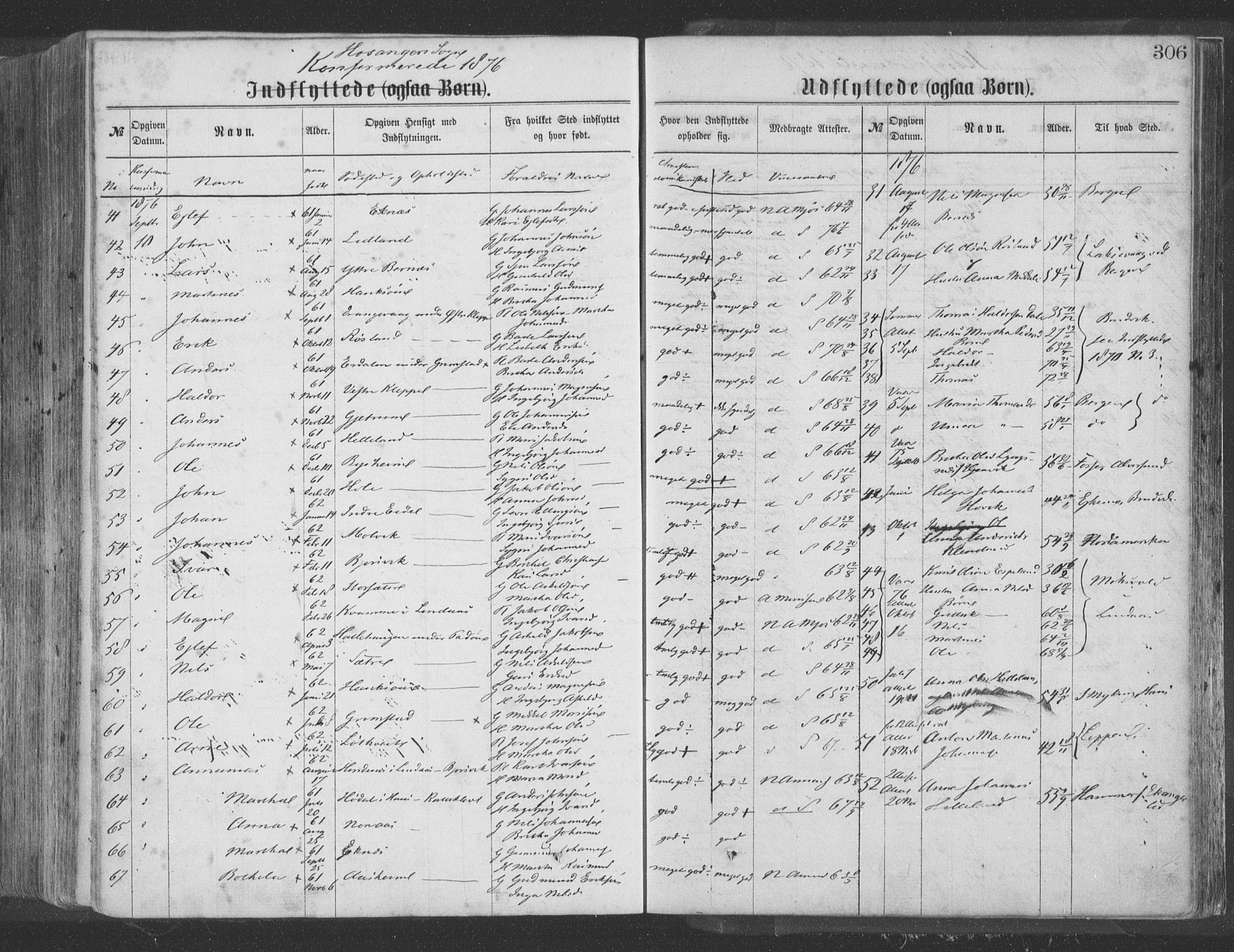 Hosanger sokneprestembete, SAB/A-75801/H/Haa: Parish register (official) no. A 9, 1864-1876, p. 306