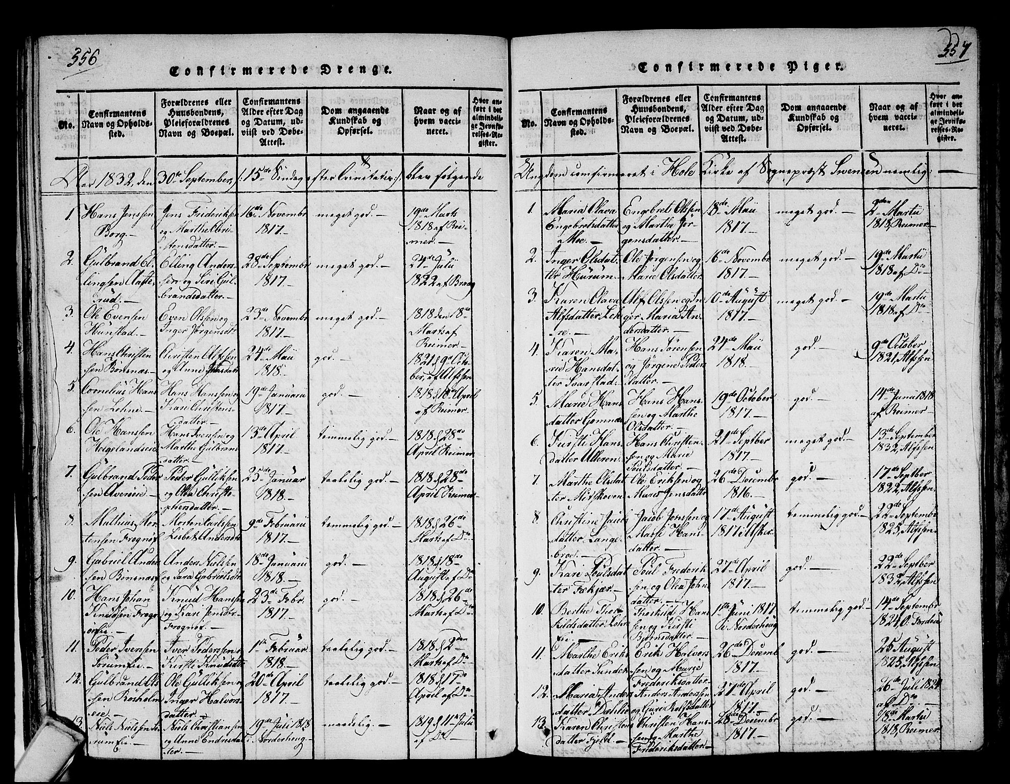 Hole kirkebøker, SAKO/A-228/F/Fa/L0004: Parish register (official) no. I 4, 1814-1833, p. 556-557