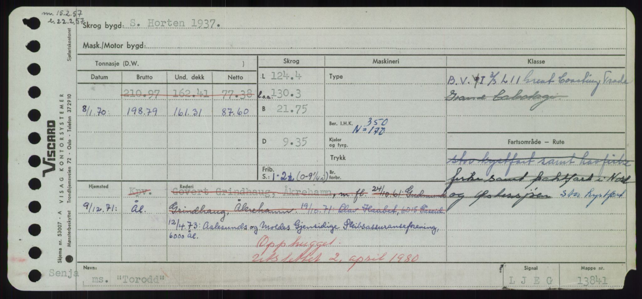 Sjøfartsdirektoratet med forløpere, Skipsmålingen, RA/S-1627/H/Hd/L0039: Fartøy, Ti-Tø, p. 355