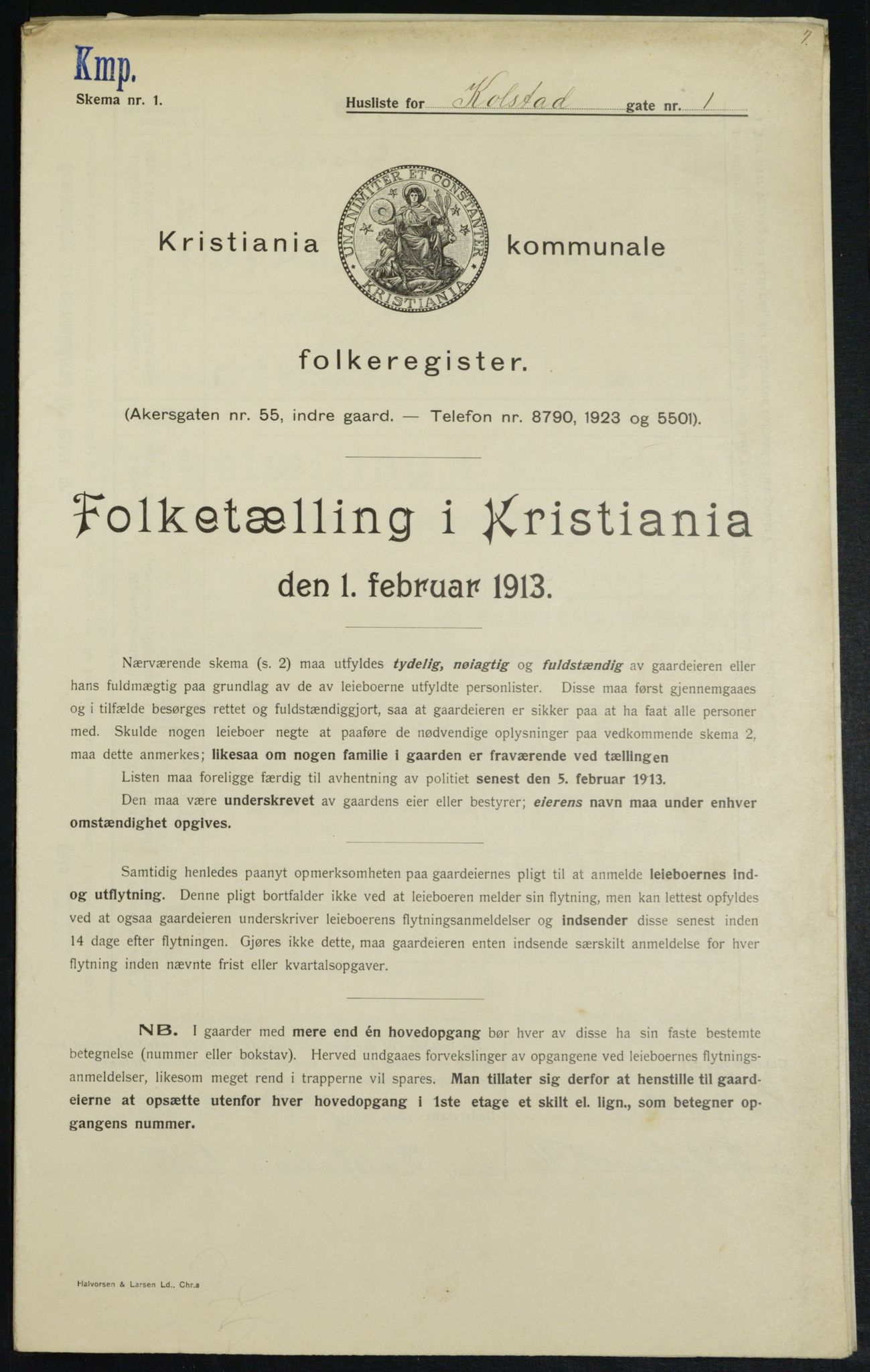 OBA, Municipal Census 1913 for Kristiania, 1913, p. 51878