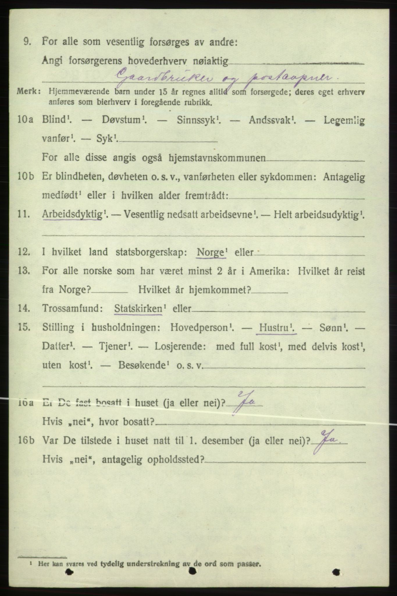 SAB, 1920 census for Skånevik, 1920, p. 6164