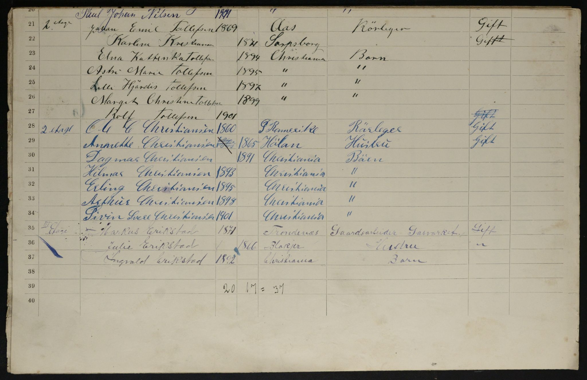 OBA, Municipal Census 1901 for Kristiania, 1901, p. 4313