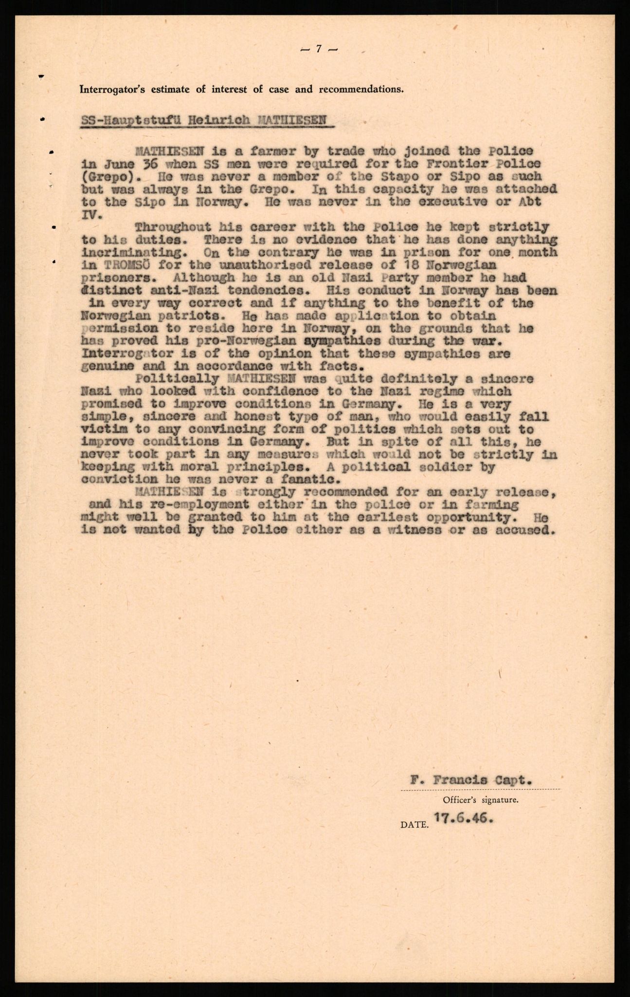 Forsvaret, Forsvarets overkommando II, AV/RA-RAFA-3915/D/Db/L0021: CI Questionaires. Tyske okkupasjonsstyrker i Norge. Tyskere., 1945-1946, p. 229