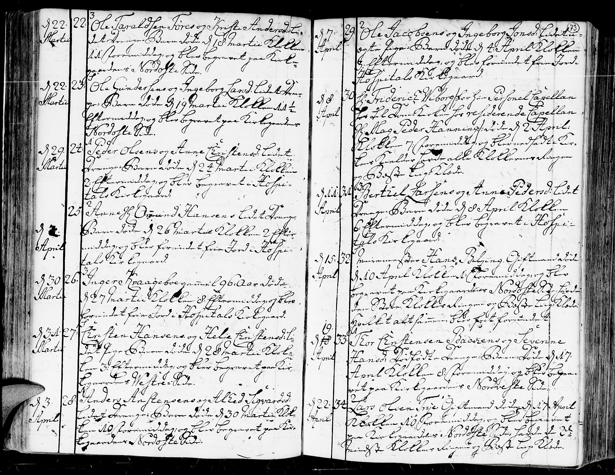 Kristiansand domprosti, AV/SAK-1112-0006/F/Fa/L0004: Parish register (official) no. A 4, 1762-1794, p. 73