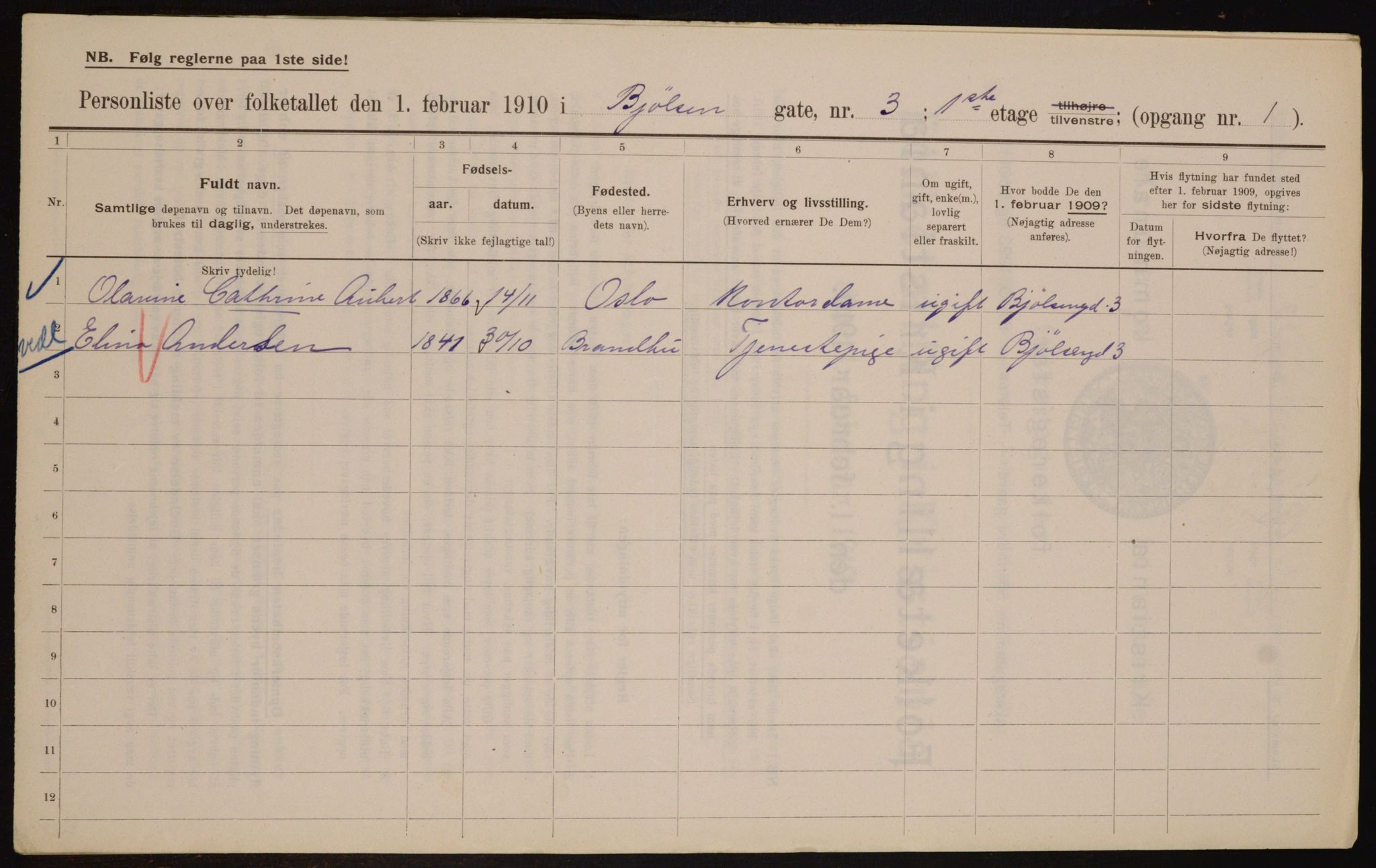 OBA, Municipal Census 1910 for Kristiania, 1910, p. 6242