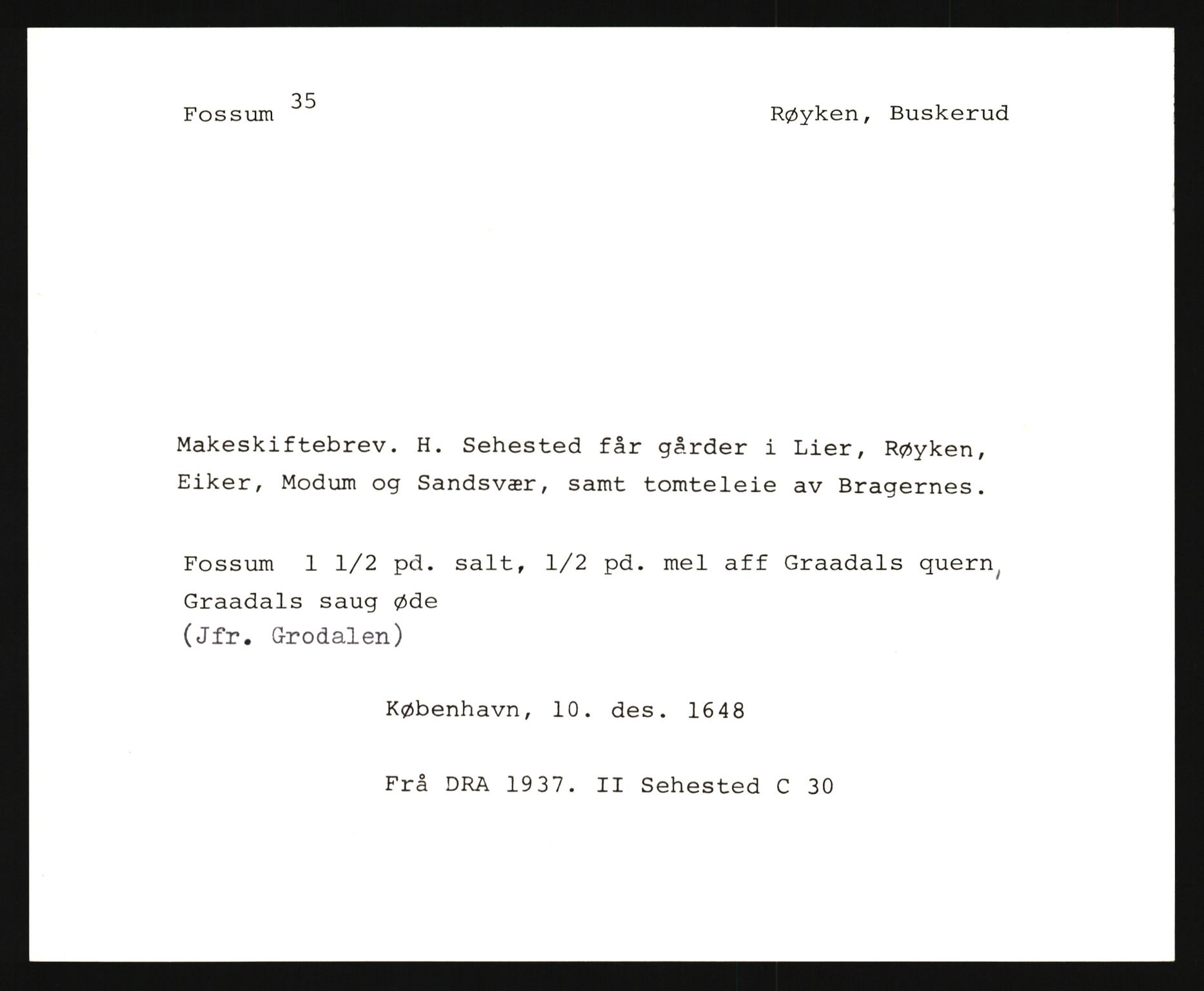 Riksarkivets diplomsamling, AV/RA-EA-5965/F35/F35e/L0016: Registreringssedler Buskerud 5, 1400-1700, p. 345