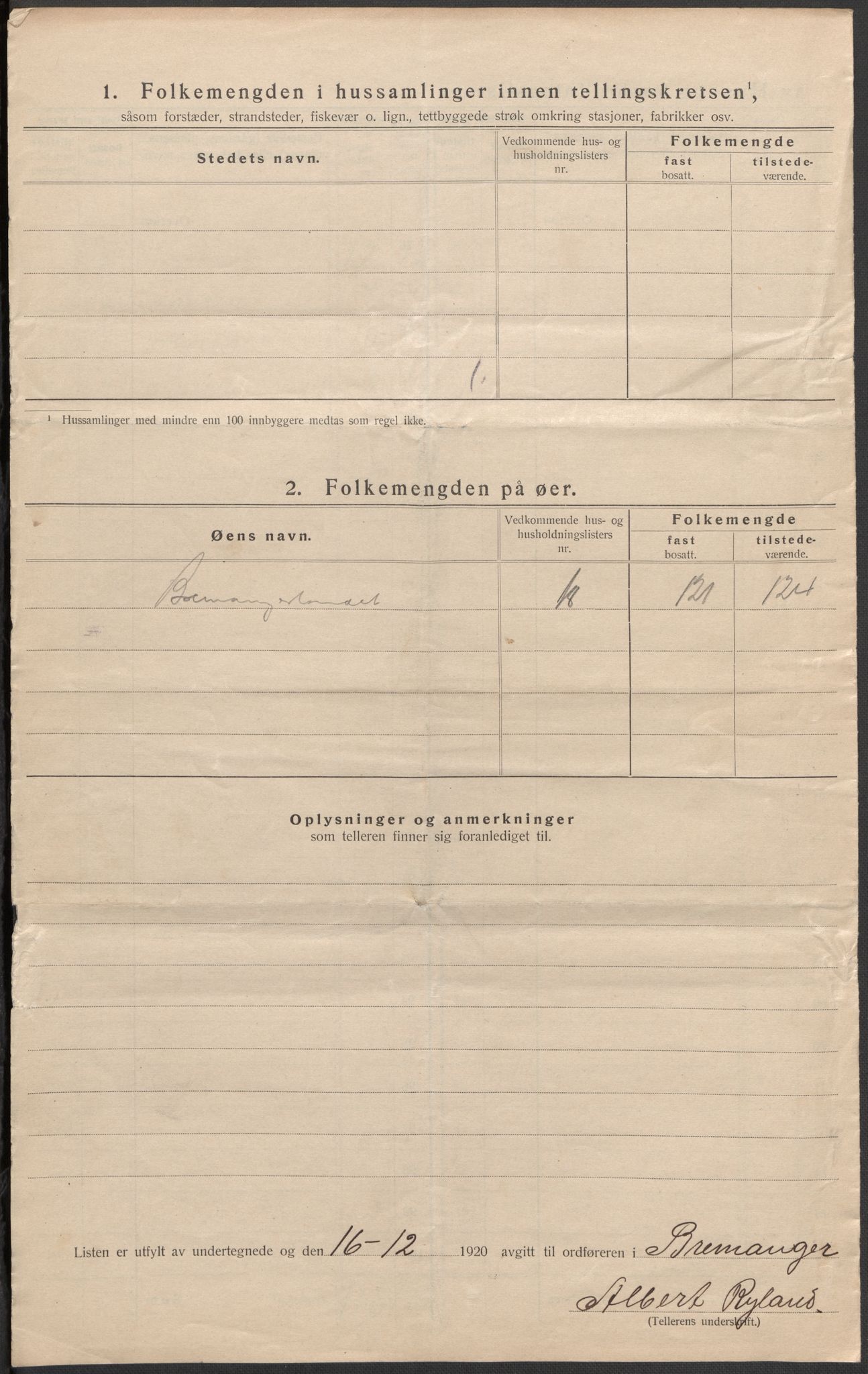 SAB, 1920 census for Bremanger, 1920, p. 29