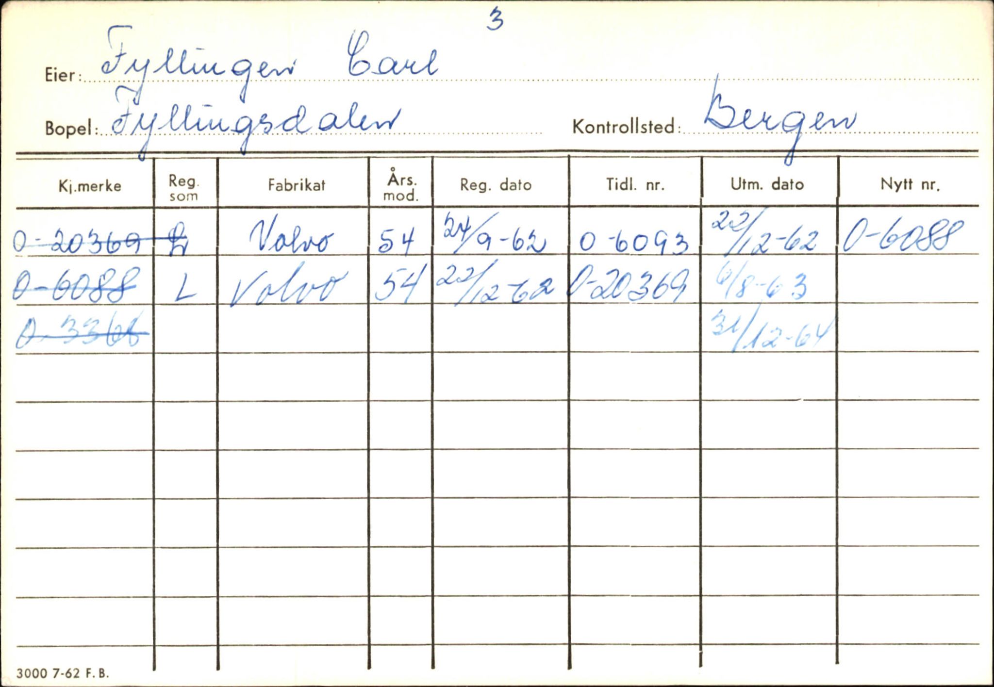 Statens vegvesen, Hordaland vegkontor, AV/SAB-A-5201/2/Hb/L0010: O-eierkort F-G, 1920-1971, p. 19