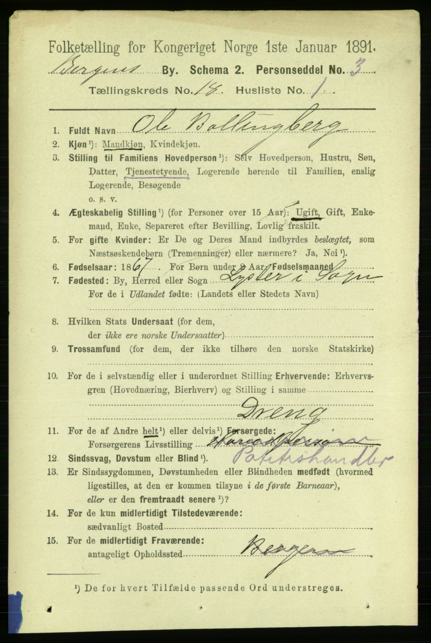 RA, 1891 Census for 1301 Bergen, 1891, p. 26056