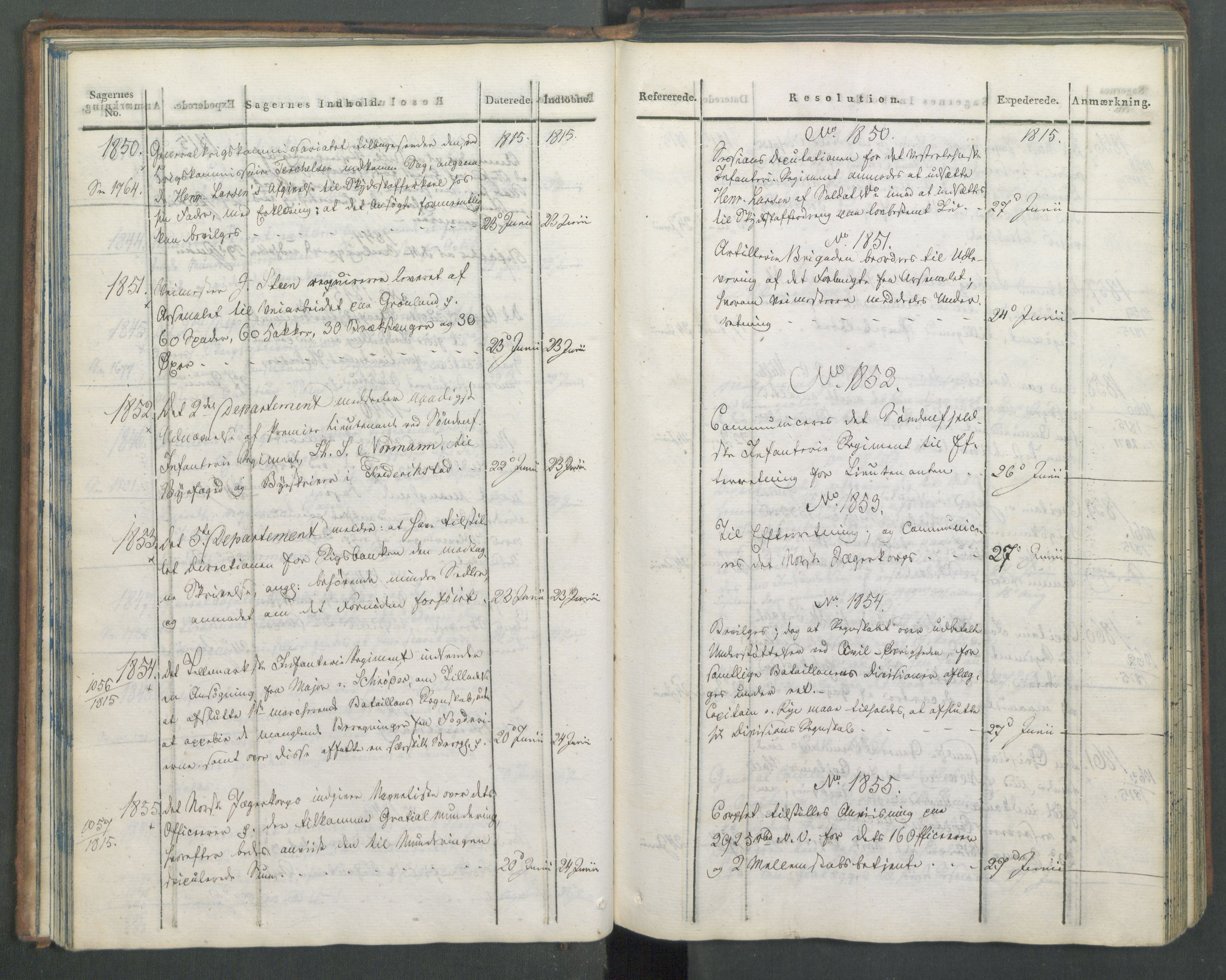 Armédepartementet, AV/RA-RAFA-3493/C/Ca/L0005: 6. Departements Journal, 1815