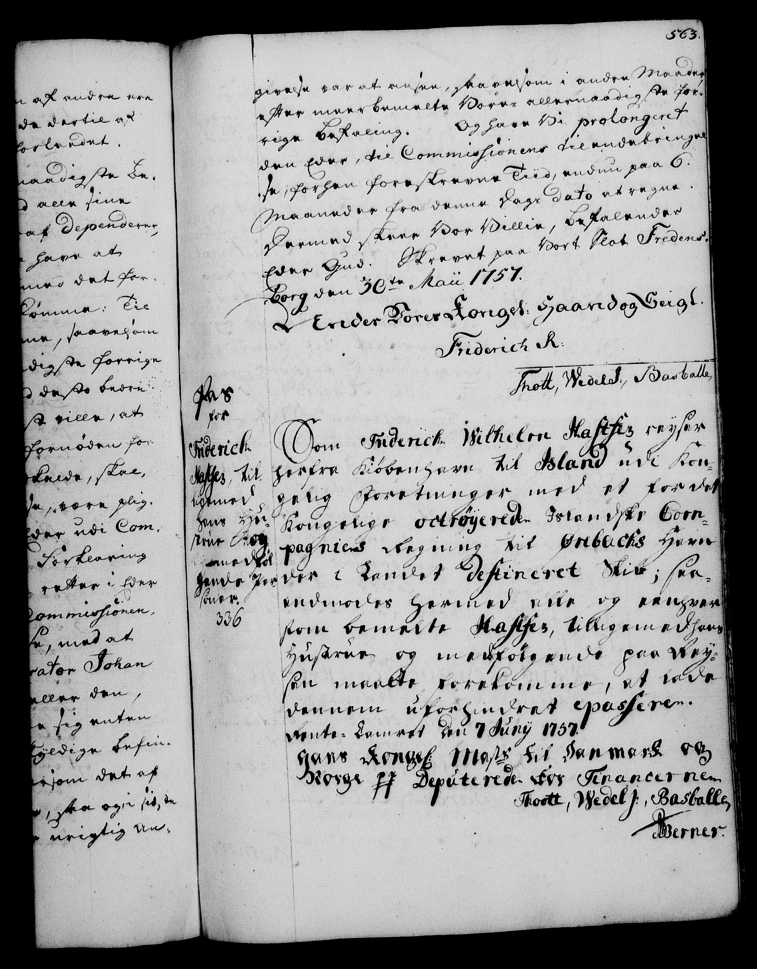 Rentekammeret, Kammerkanselliet, RA/EA-3111/G/Gg/Gga/L0006: Norsk ekspedisjonsprotokoll med register (merket RK 53.6), 1749-1759, p. 563