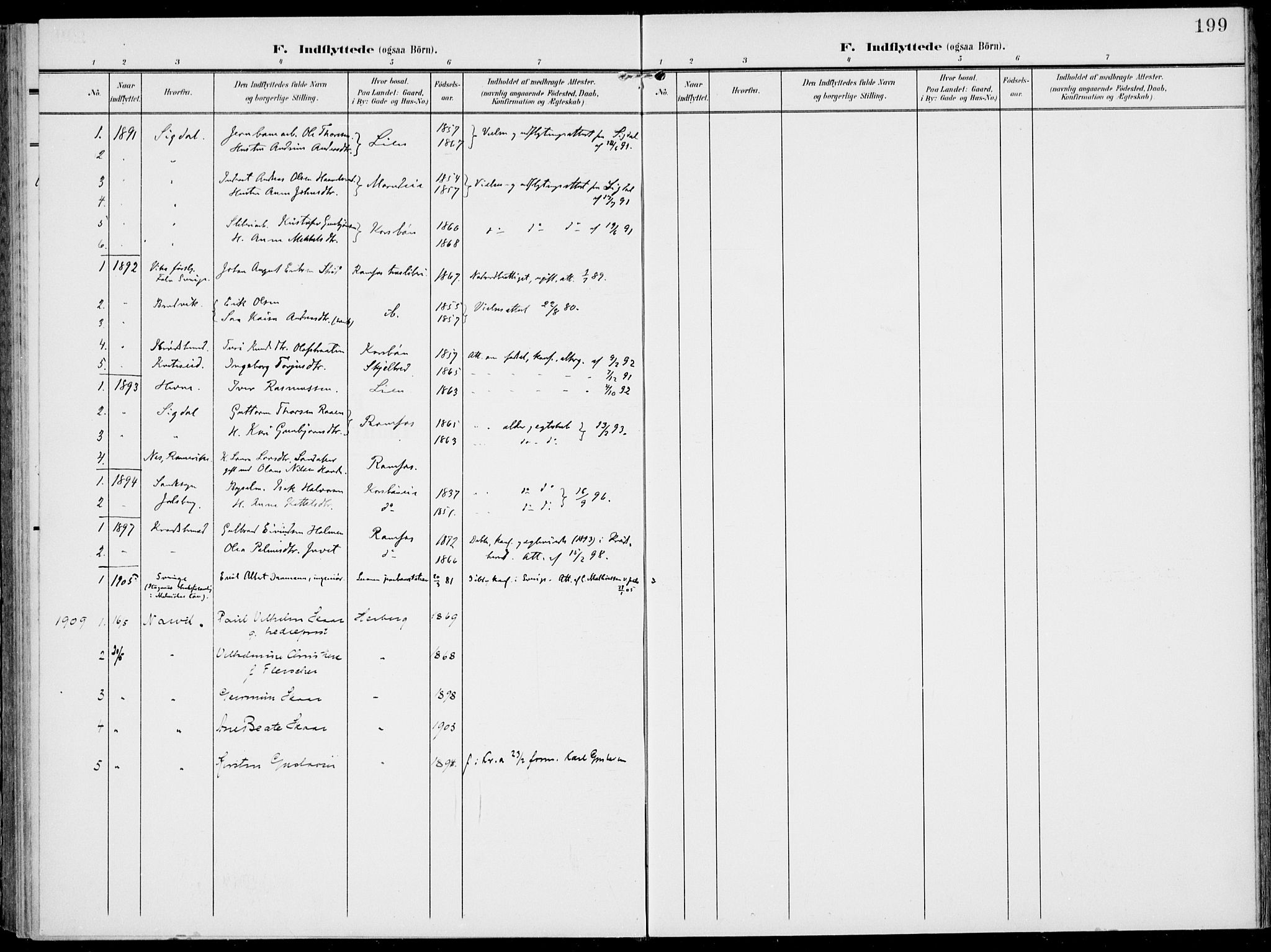 Modum kirkebøker, AV/SAKO-A-234/F/Fa/L0019: Parish register (official) no. 19, 1890-1914, p. 199