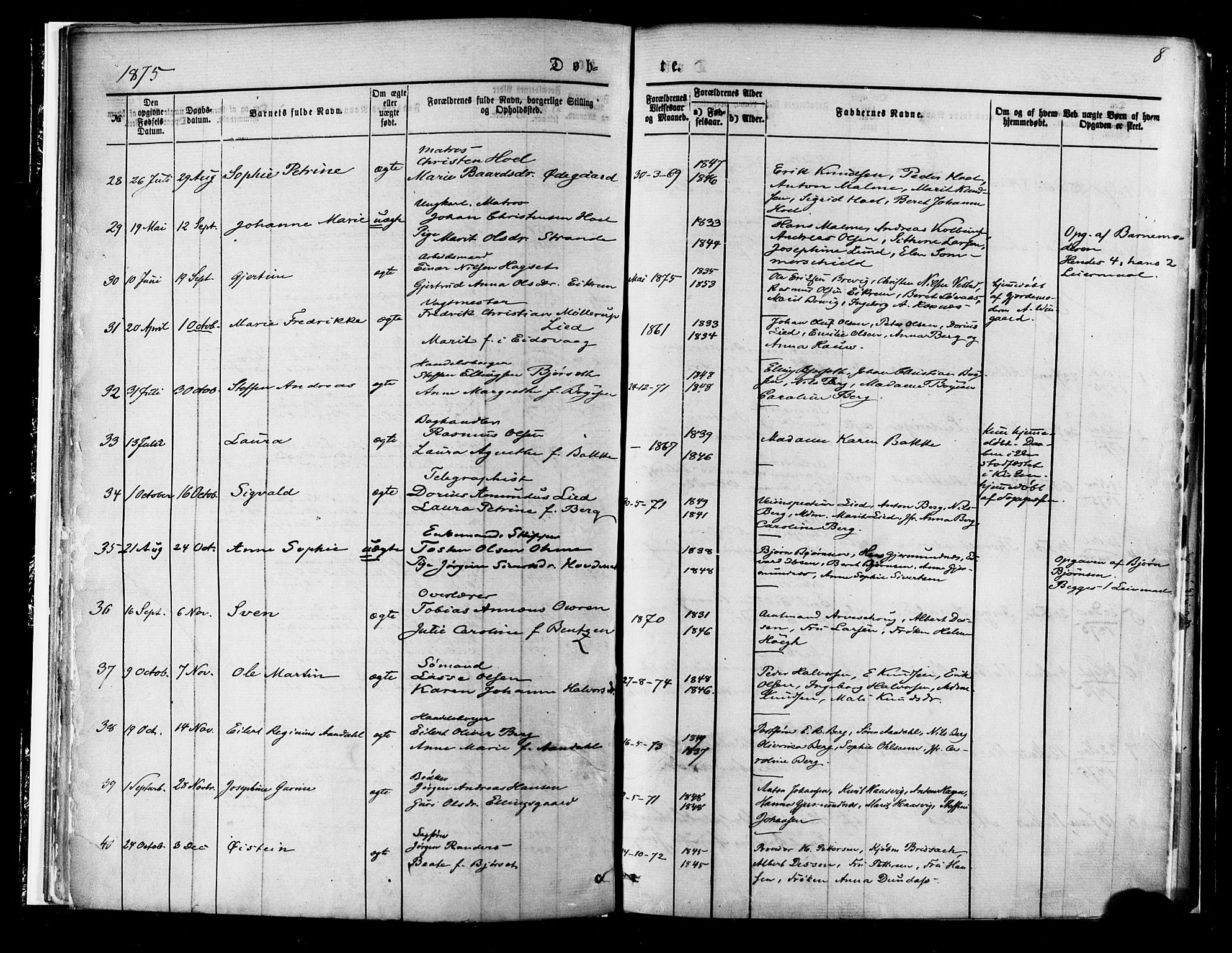 Ministerialprotokoller, klokkerbøker og fødselsregistre - Møre og Romsdal, SAT/A-1454/558/L0691: Parish register (official) no. 558A05, 1873-1886, p. 8