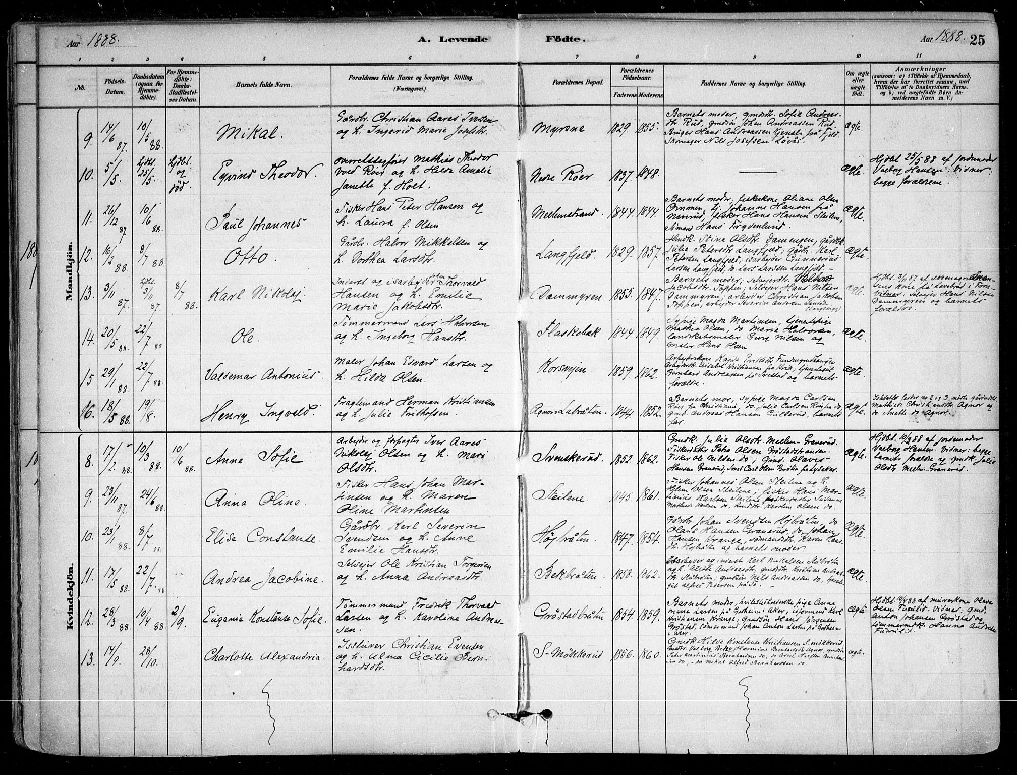 Nesodden prestekontor Kirkebøker, AV/SAO-A-10013/F/Fa/L0009: Parish register (official) no. I 9, 1880-1915, p. 25