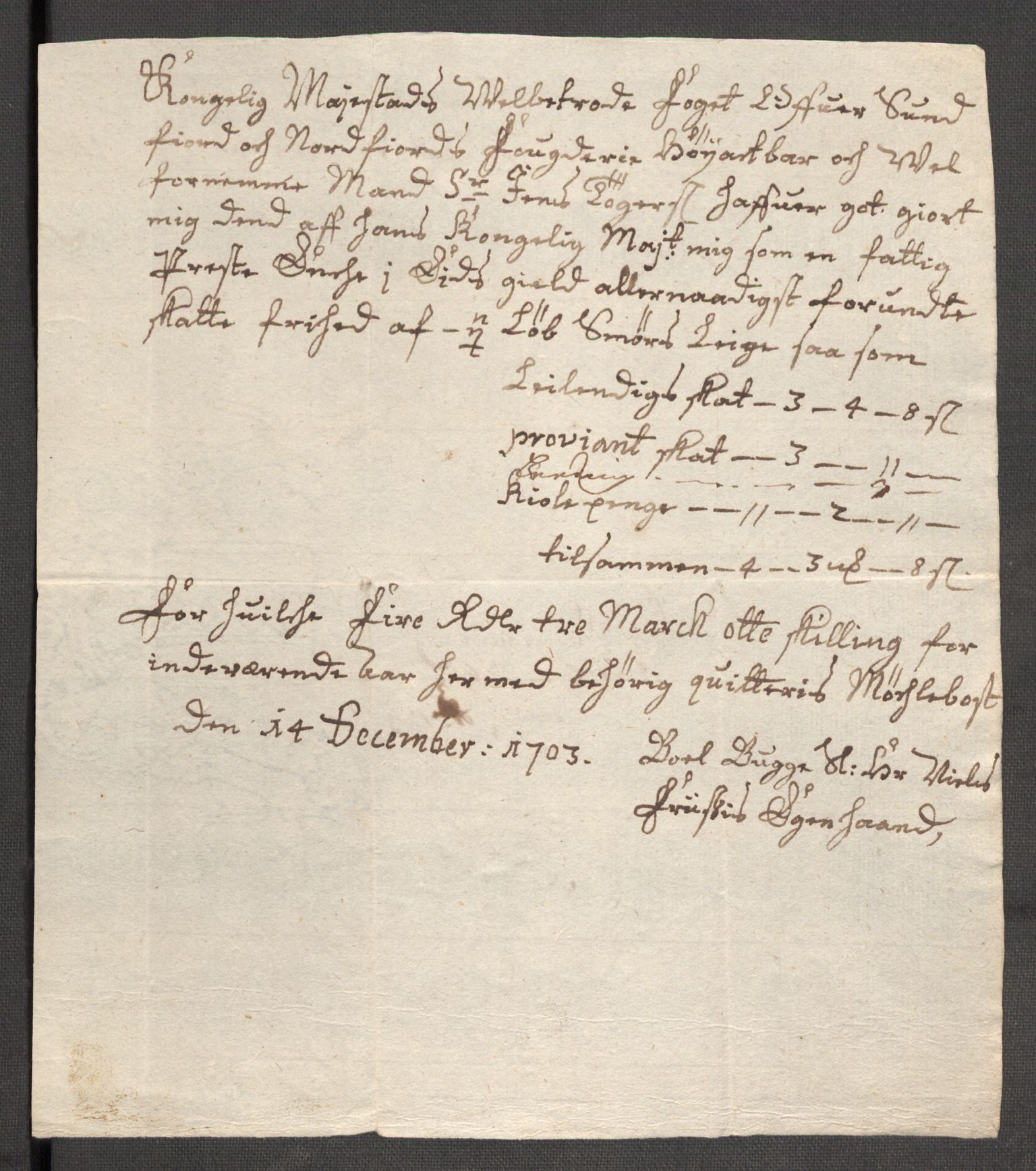 Rentekammeret inntil 1814, Reviderte regnskaper, Fogderegnskap, AV/RA-EA-4092/R53/L3427: Fogderegnskap Sunn- og Nordfjord, 1703, p. 278