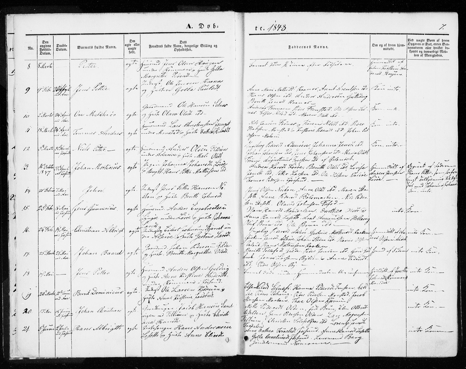 Ministerialprotokoller, klokkerbøker og fødselsregistre - Sør-Trøndelag, SAT/A-1456/655/L0677: Parish register (official) no. 655A06, 1847-1860, p. 7