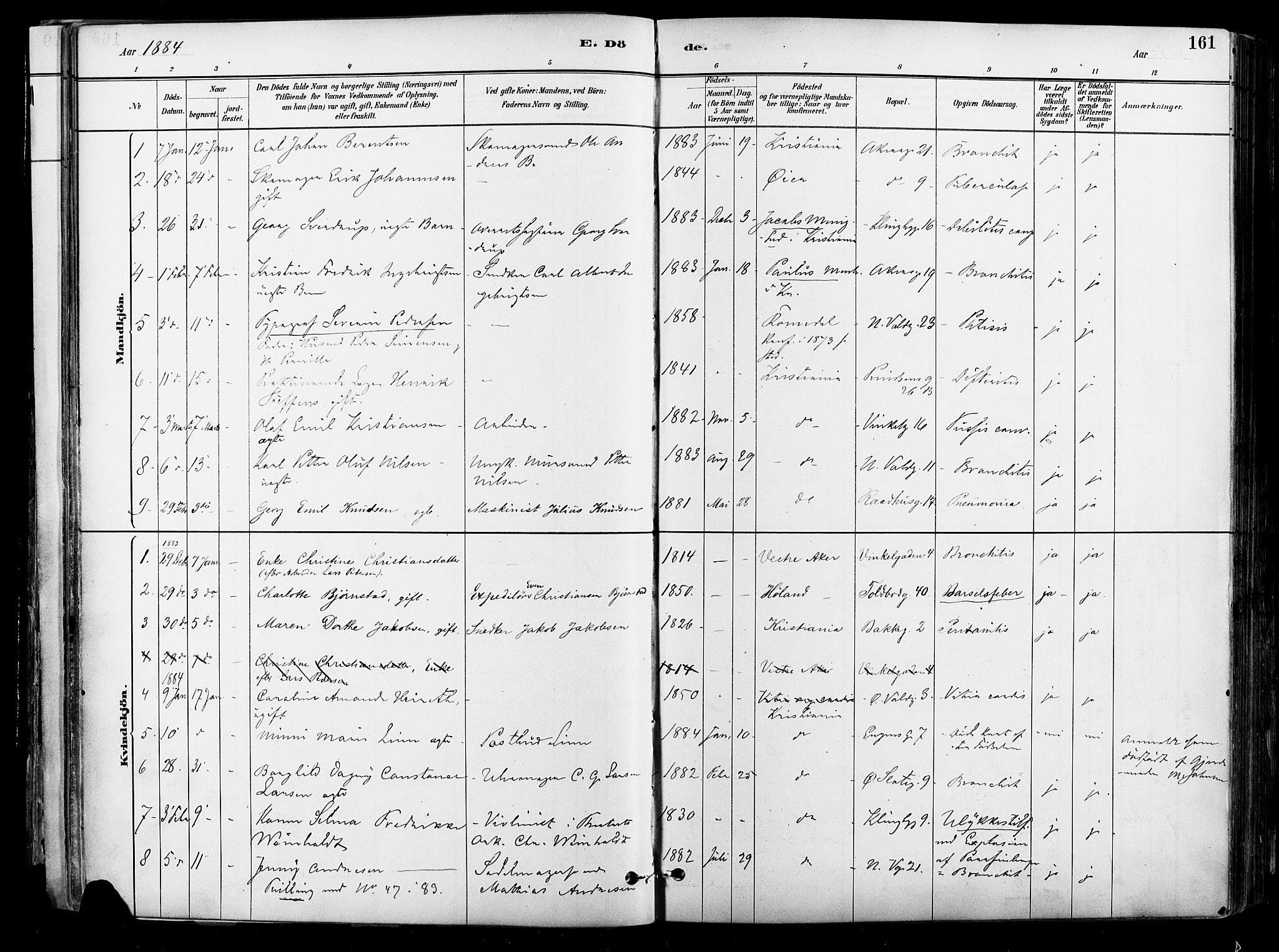 Johannes prestekontor Kirkebøker, AV/SAO-A-10852/F/Fa/L0004: Parish register (official) no. 4, 1883-1907, p. 161